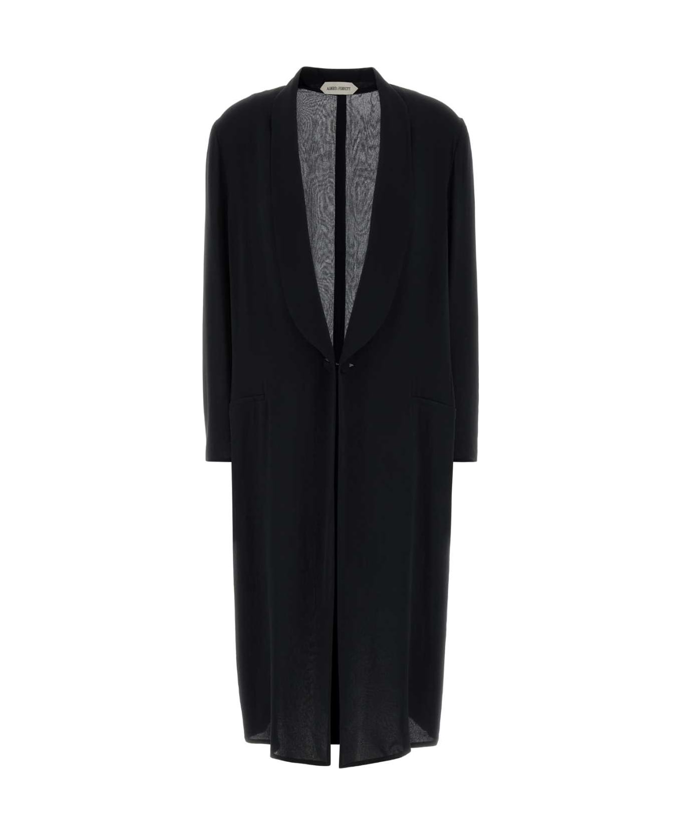 Alberta Ferretti Black Crepe Coat - NERO