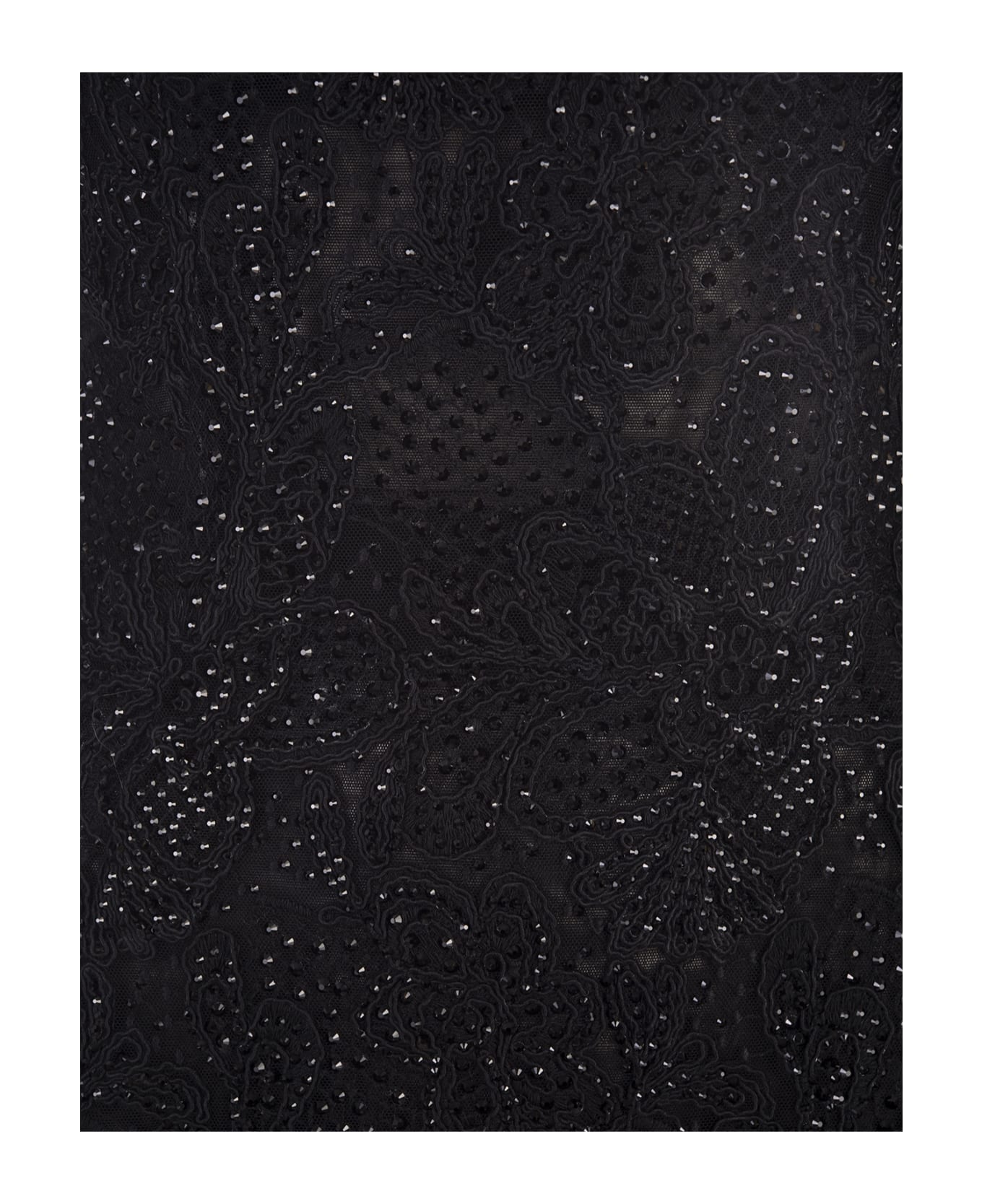 Ermanno Scervino Midi Dress In Black Lace With Crystals - Black
