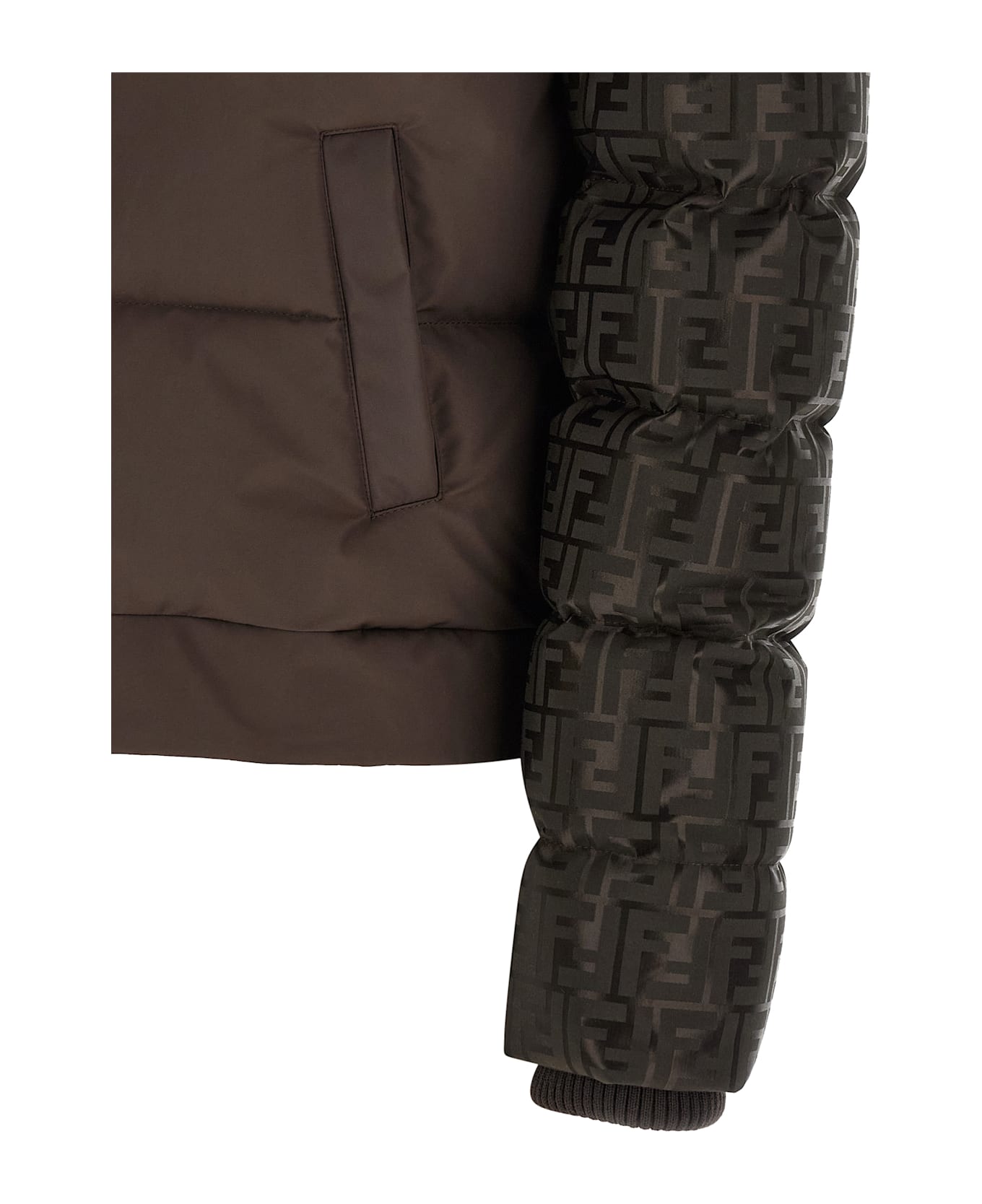 Fendi Ff Nylon Down Jacket - Brown