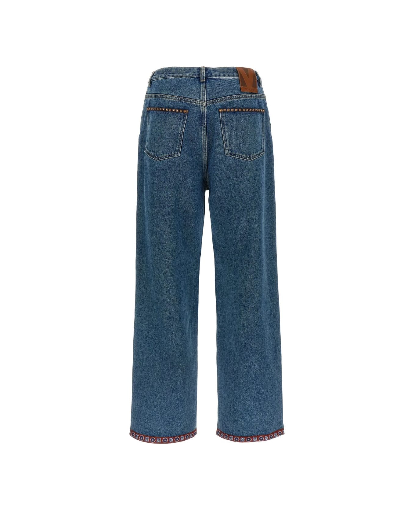 Valentino Embroidered Denim Jeans - Blue
