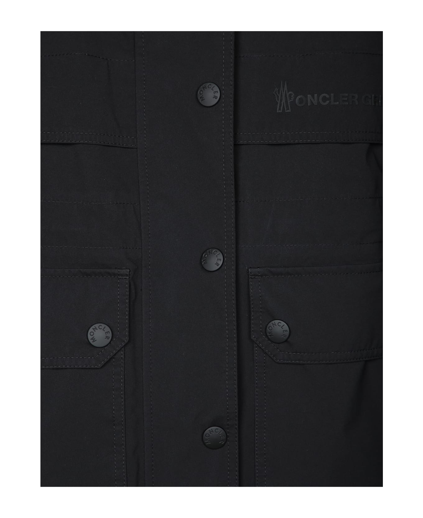 Moncler Grenoble Seigne Logo Black Parka - Black コート
