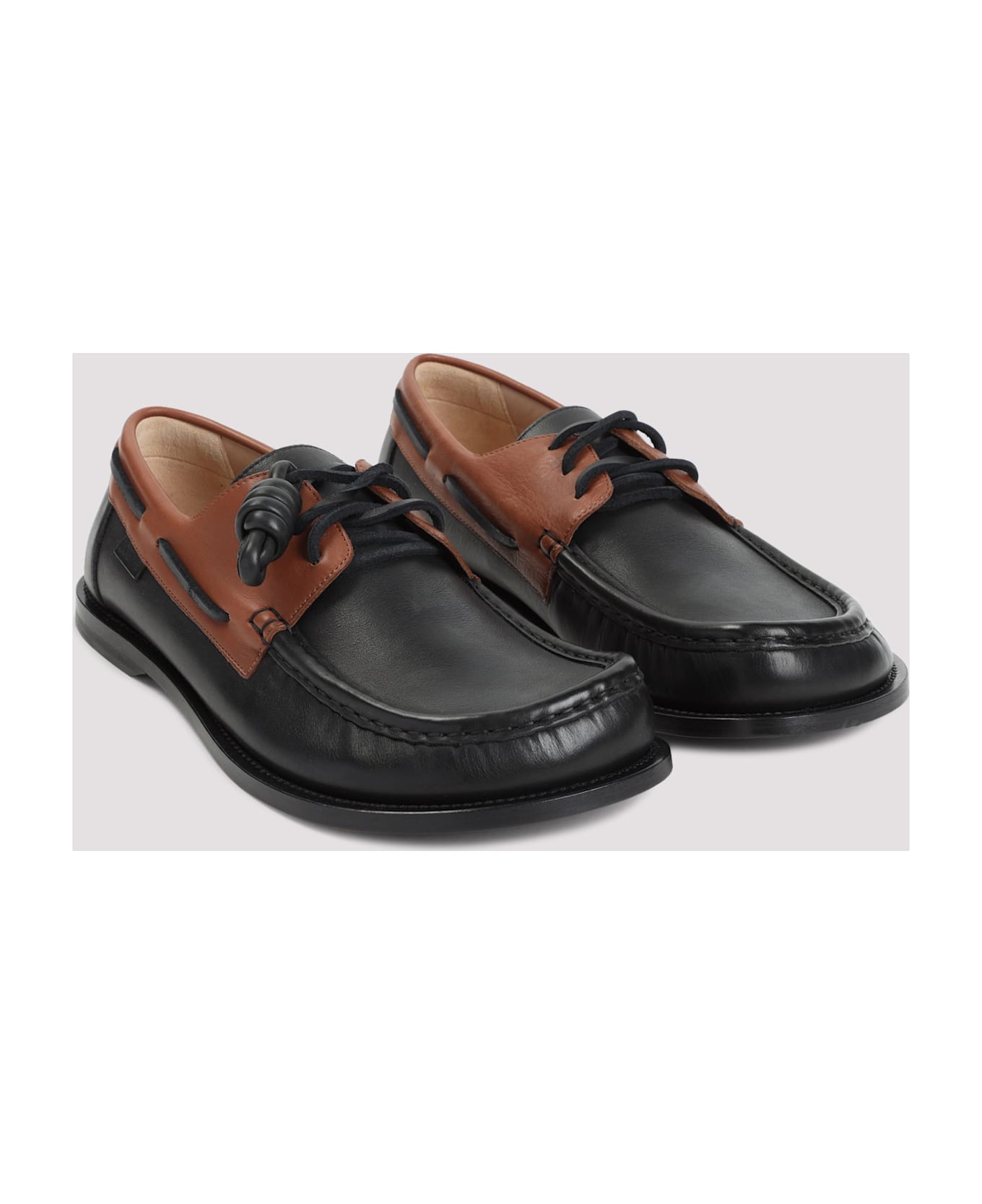Loewe Campo Boat Shoe - Dark Caramel Black