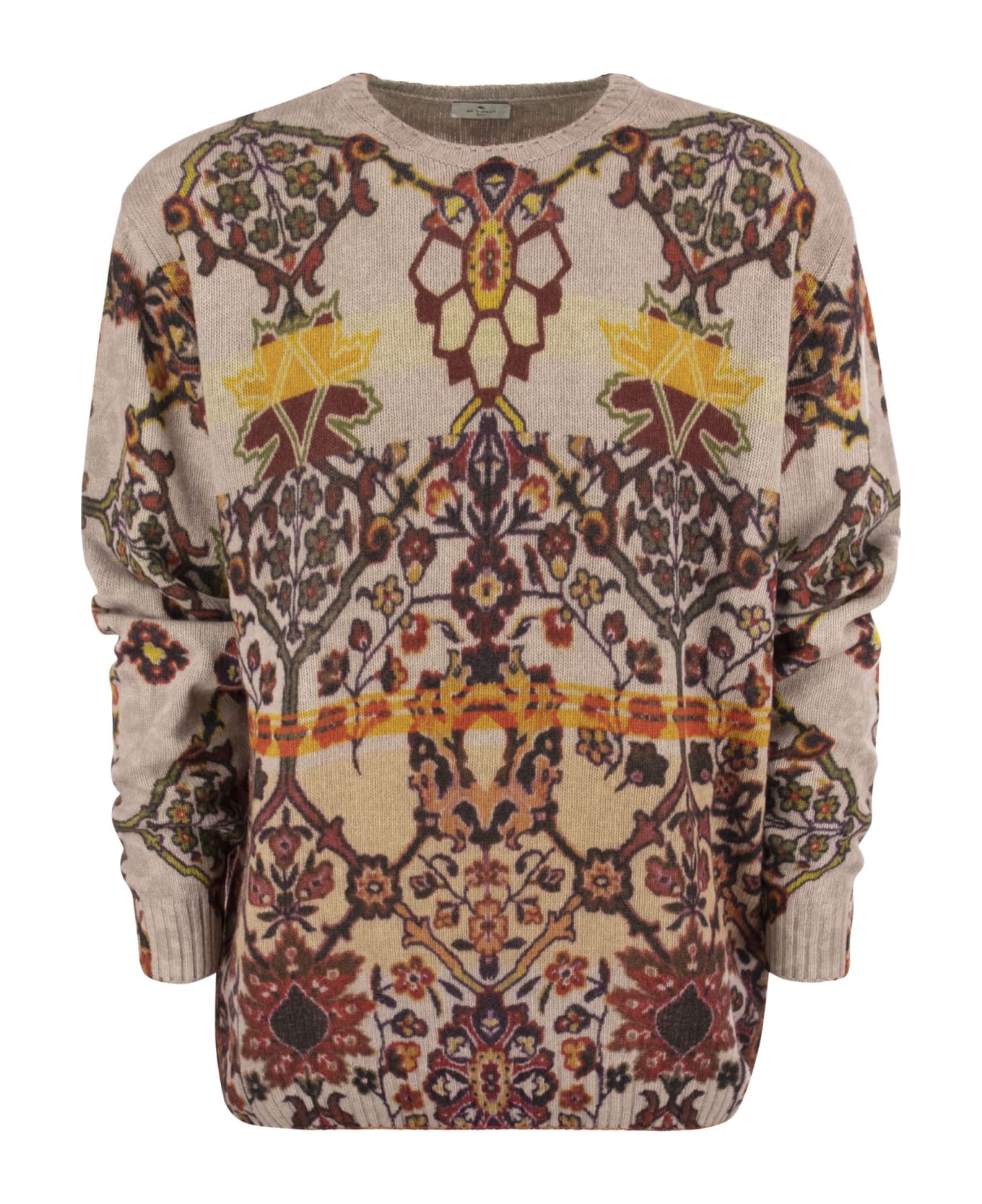 Etro Virgin Wool Sweater With Print - Beige ニットウェア