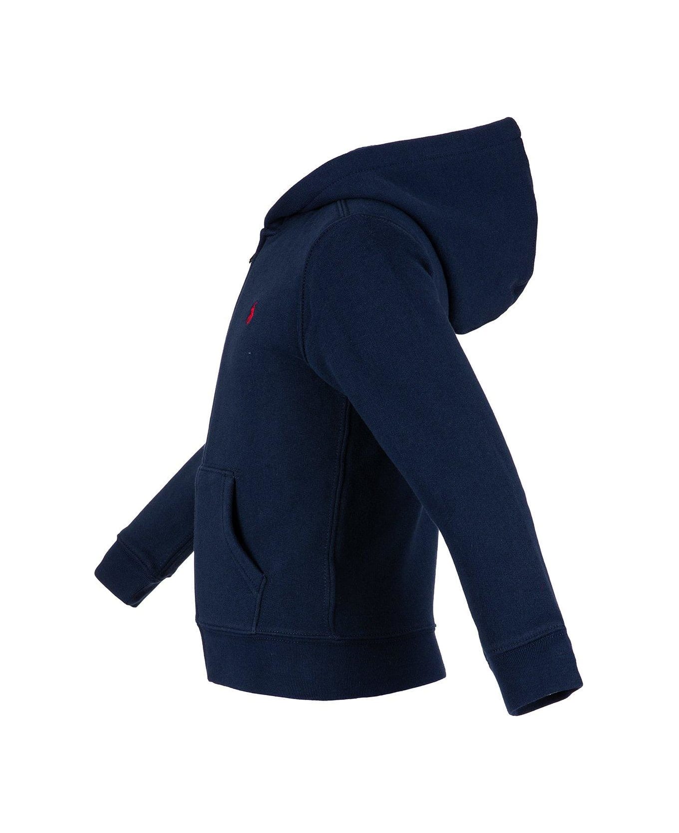 Ralph Lauren Logo Embroidered Zipped Hoodie - HUNTER NAVY