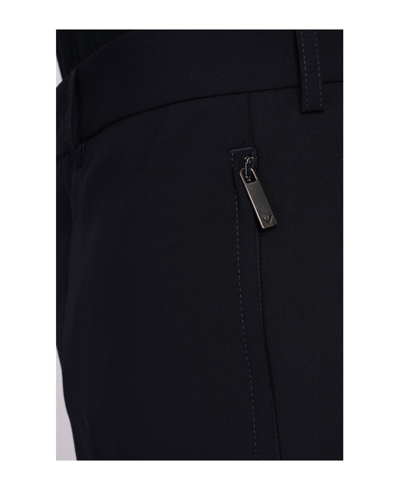 Emporio Armani Pants In Blue Wool - blue