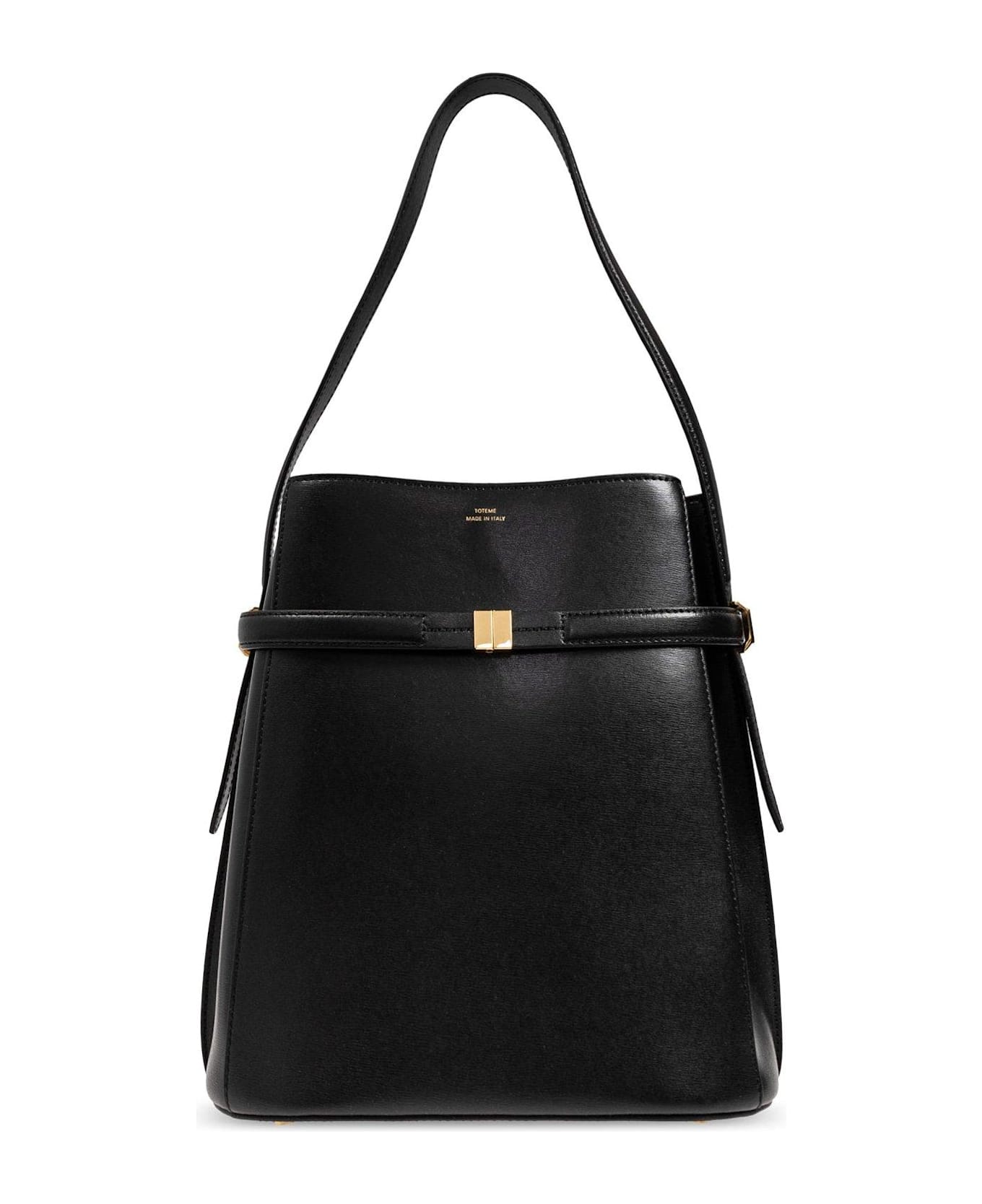 Totême Logo Detailed Belted Bucket Bag - Black