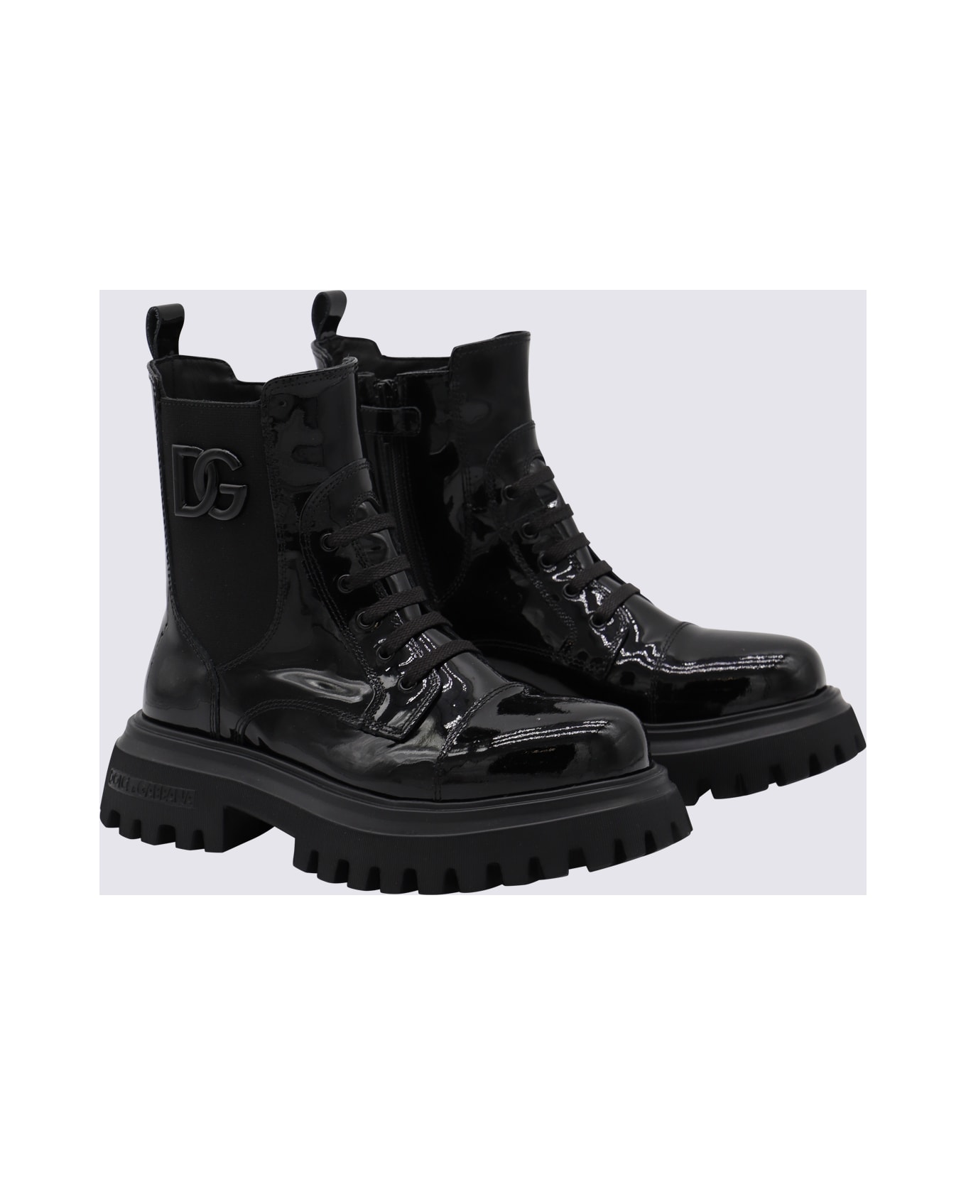 Dolce 
Gabbana Black Leather Boots - Black