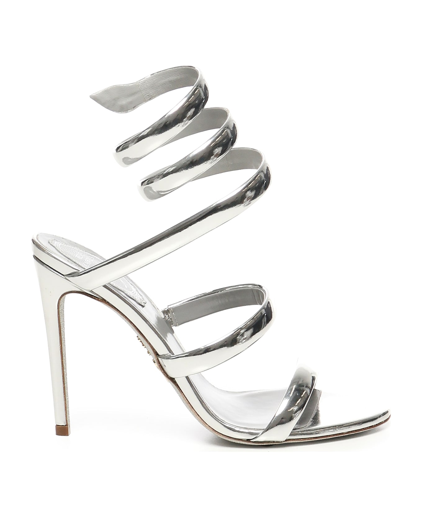 René Caovilla Mirrored Leather Sandals - Silver