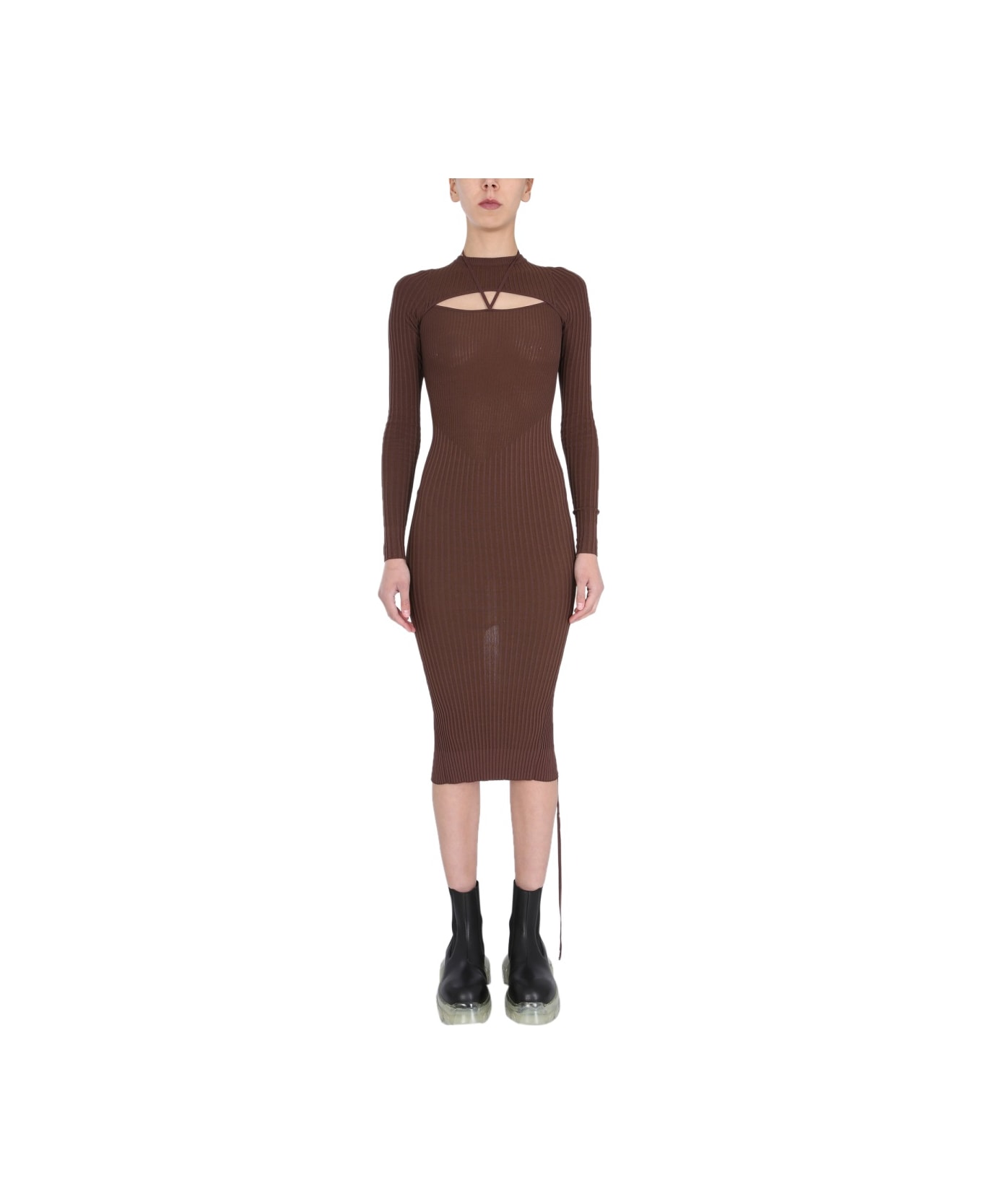 ANDREĀDAMO Dress With Cut Out Detail - BROWN