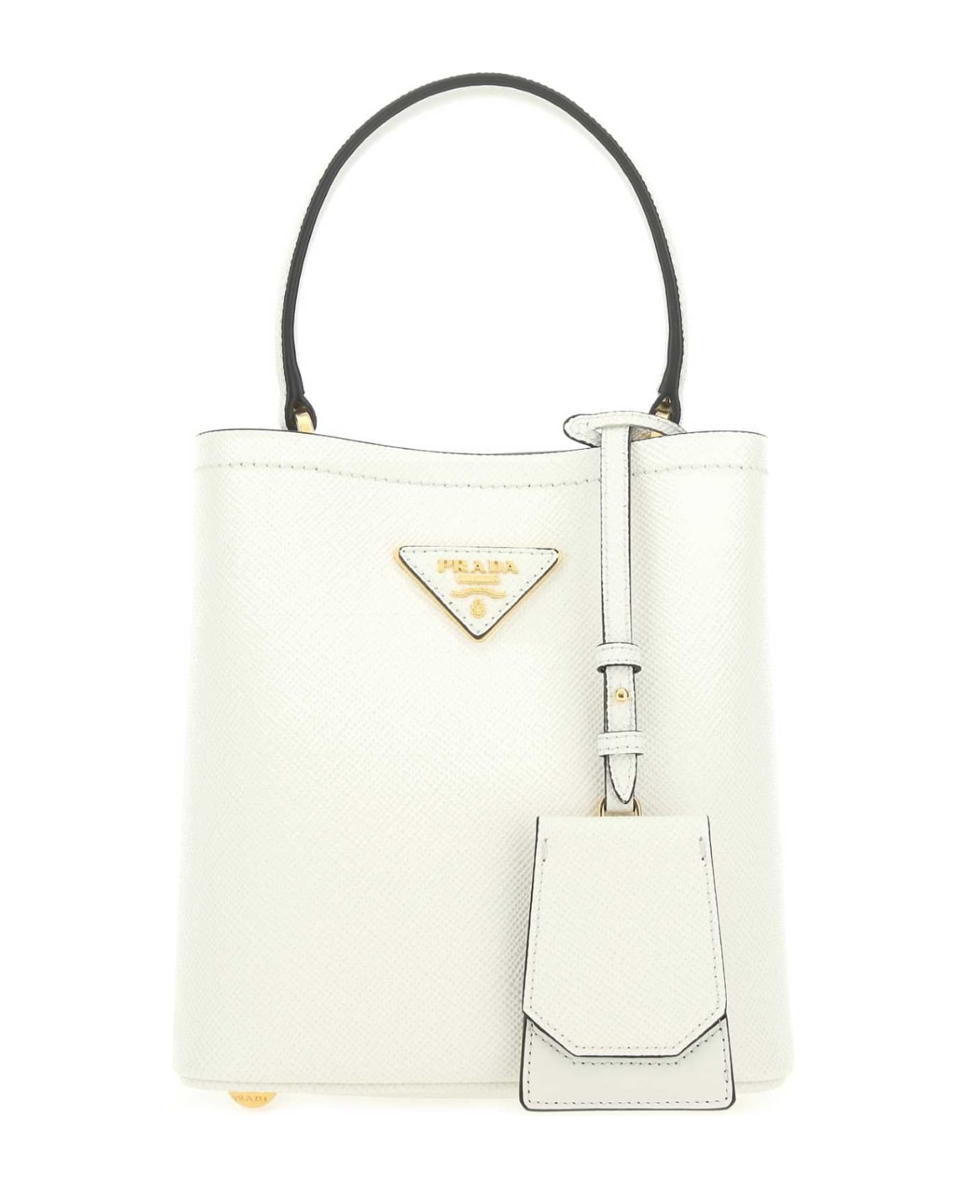 Prada White Leather Small Panier Handbag - F0G3Z