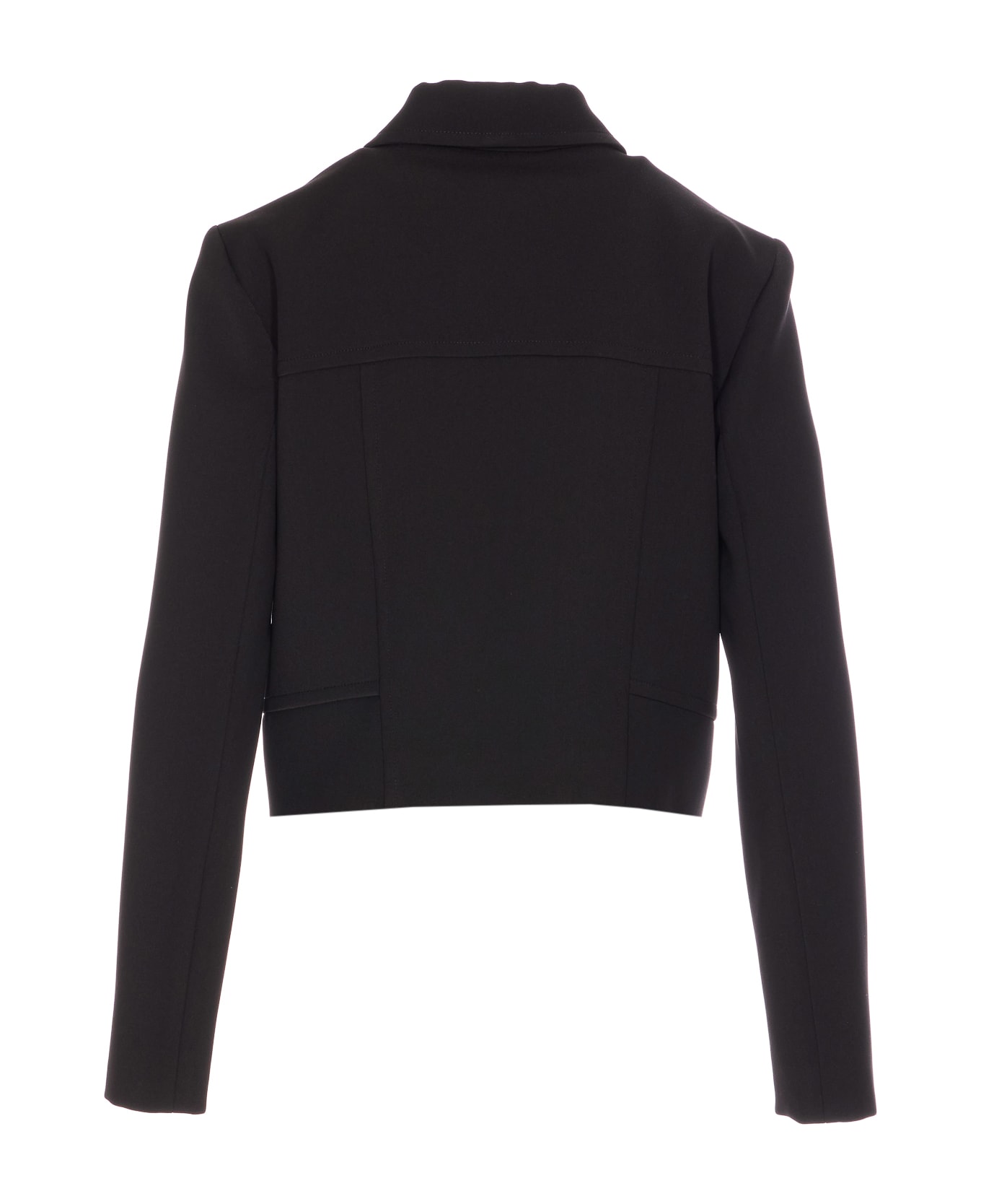 Patrizia Pepe Cropped "essential" Zipped Jacket - Black