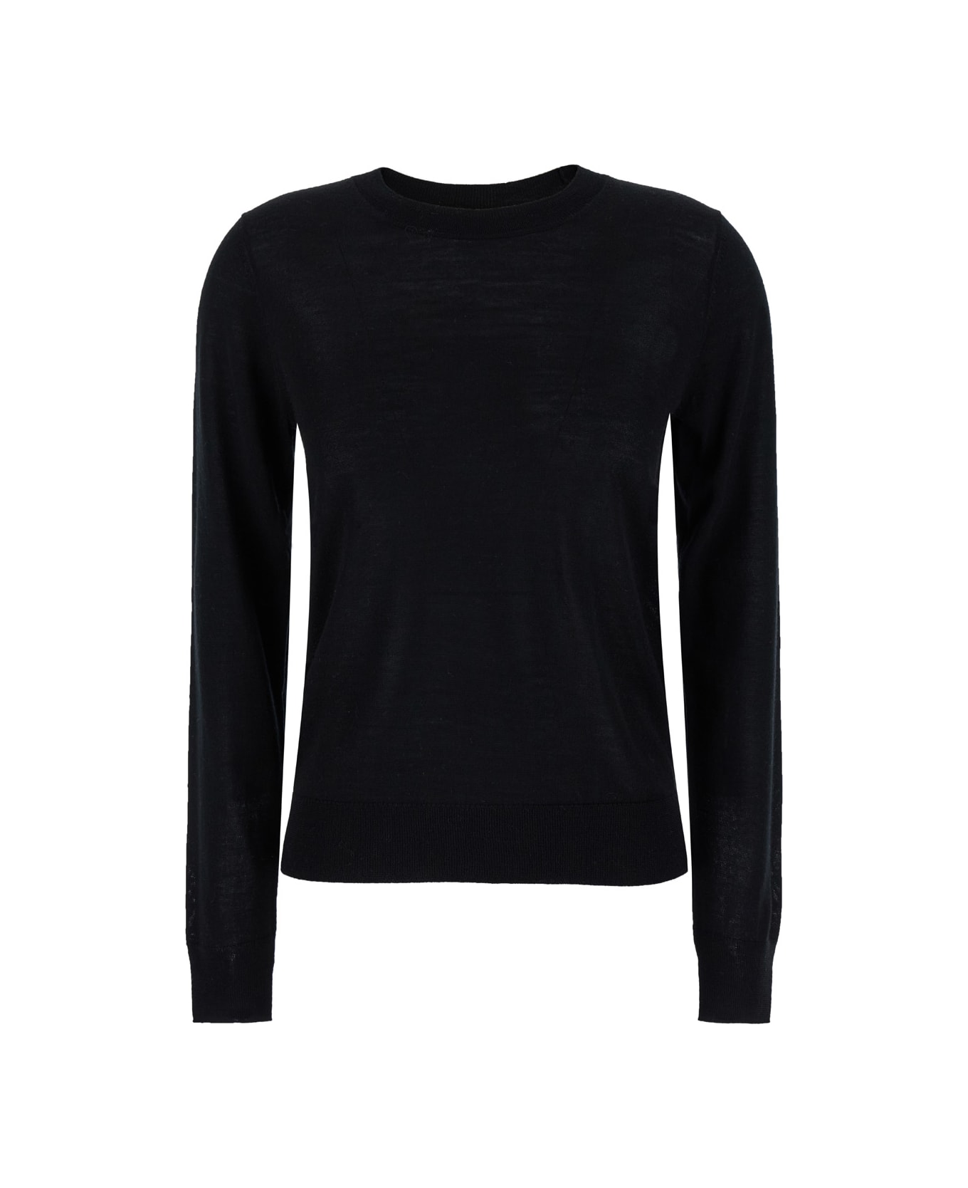 Parosh Black Crewneck Long Sleeve Sweater In Fabric Woman - Black