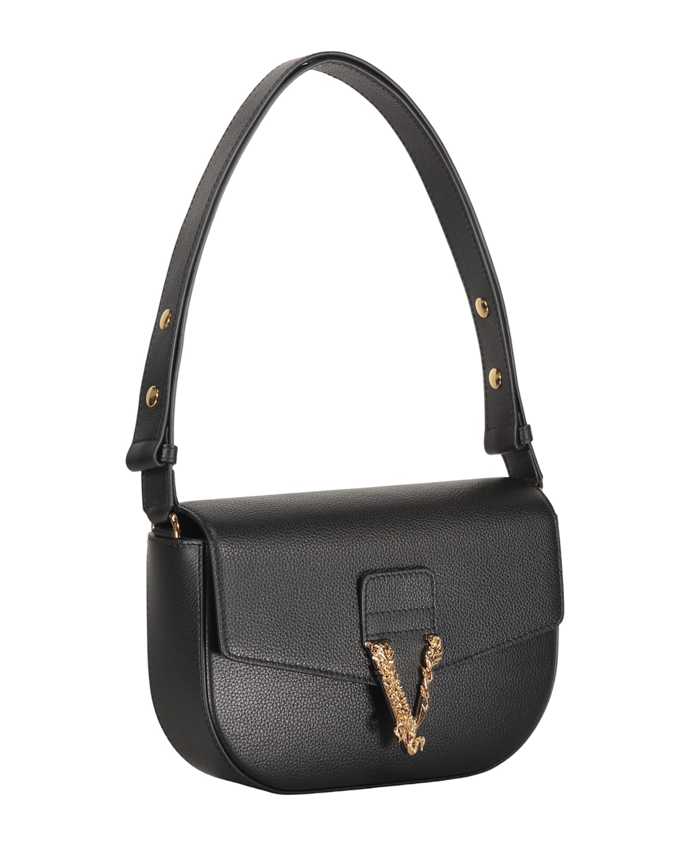 Versace Leather Shoulder Bag - black