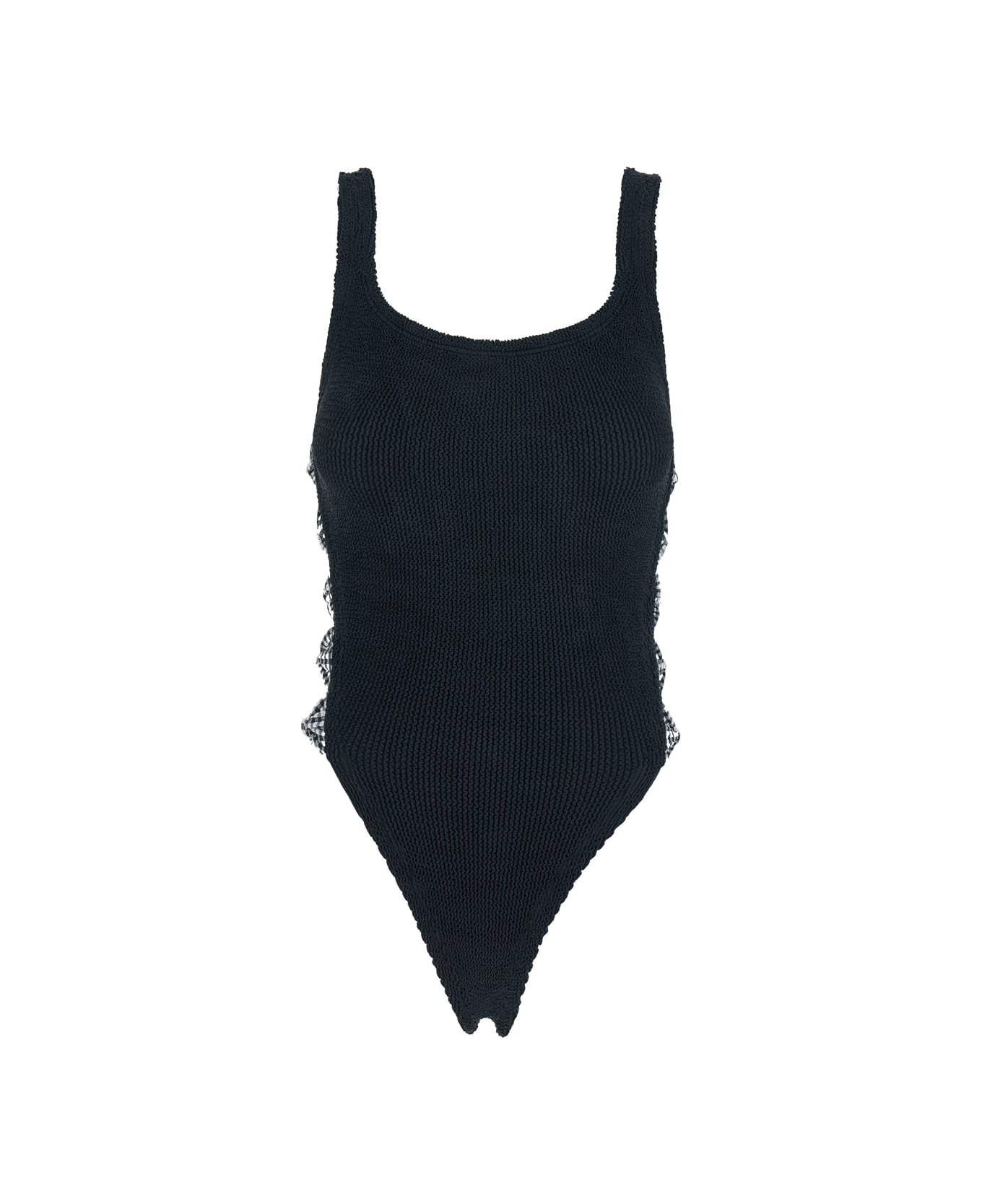 Hunza G 
tiffany
 Black Swimsuit With Square Neckline And Bow Details On The Side In Tech Fabric Stretch Woman - Black