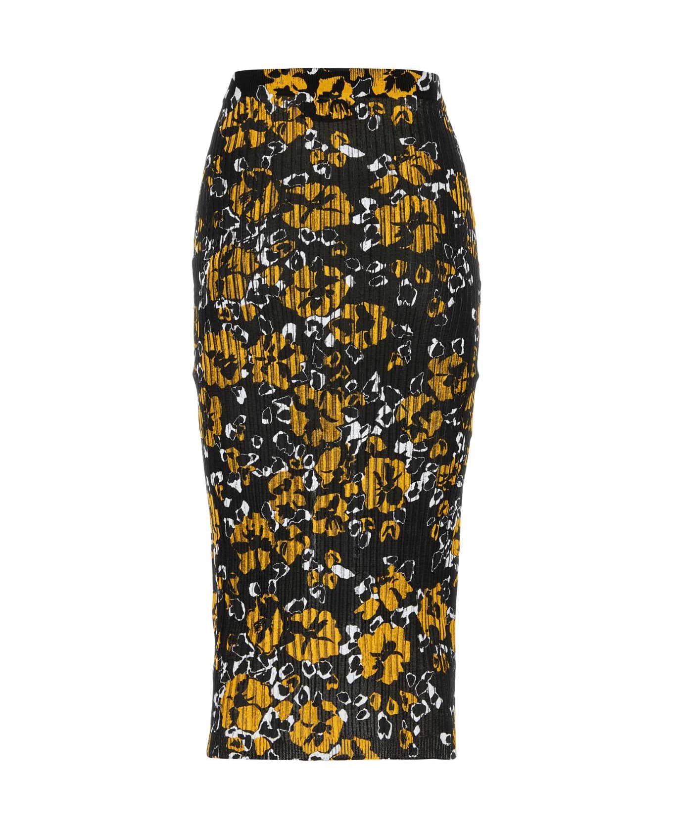 Lanvin Printed Silk Blend Skirt - BLACKMULTICOLOUR