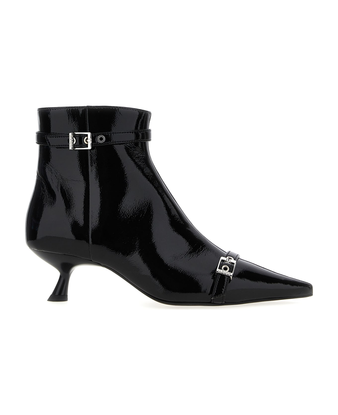 Ganni 'eyelets Kitten Heel' Ankle Boots - Black  