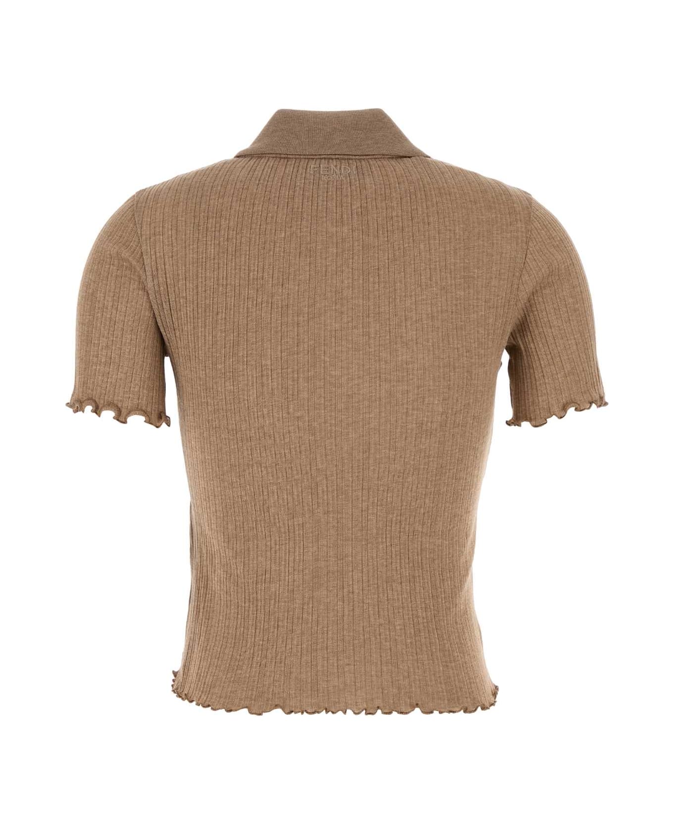 Fendi Biscuit Cotton Polo Shirt - STONE