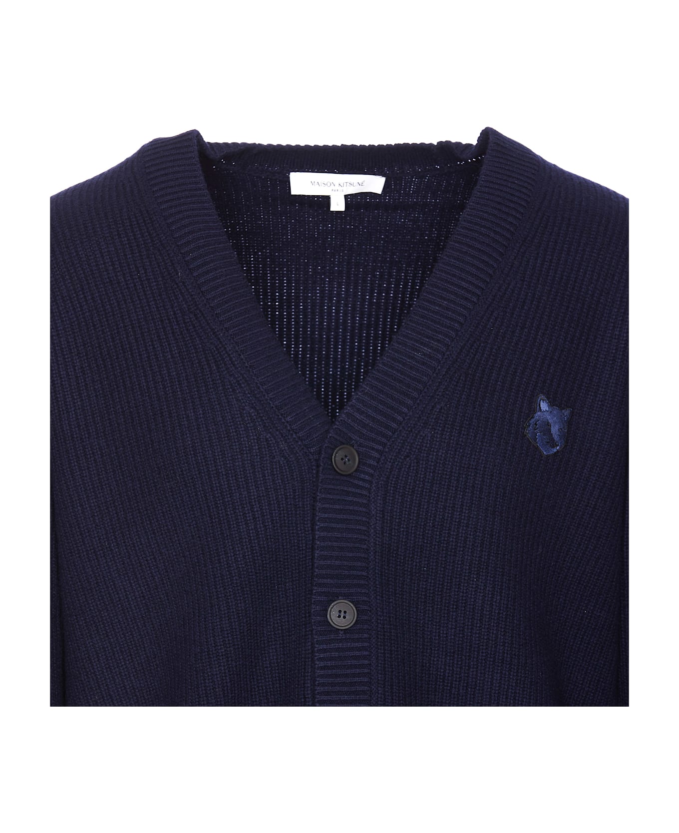Maison Kitsuné Bold Fox Head Patch Cardigan - BLUE