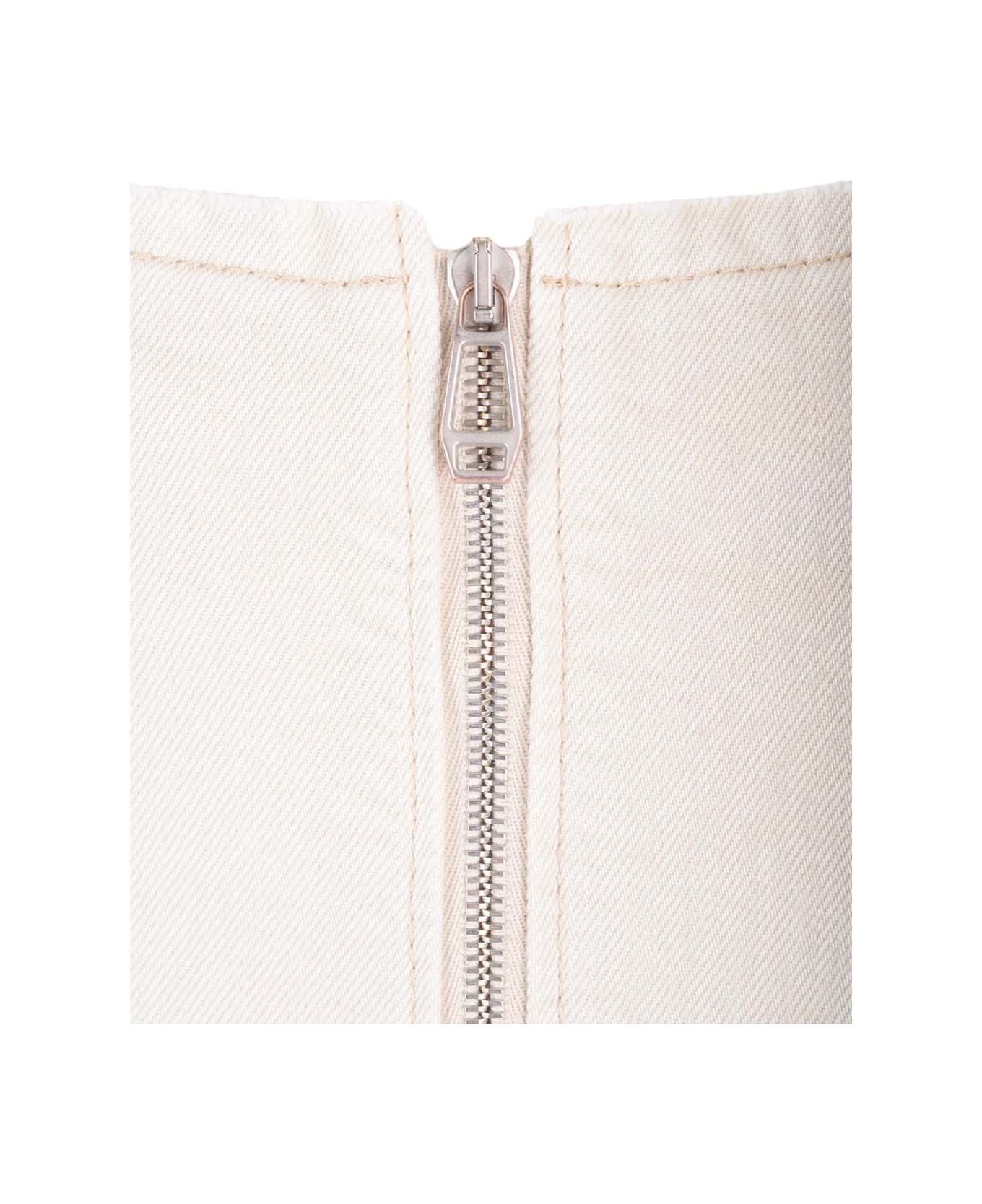 Haikure Midi Denim Skirt - Beige