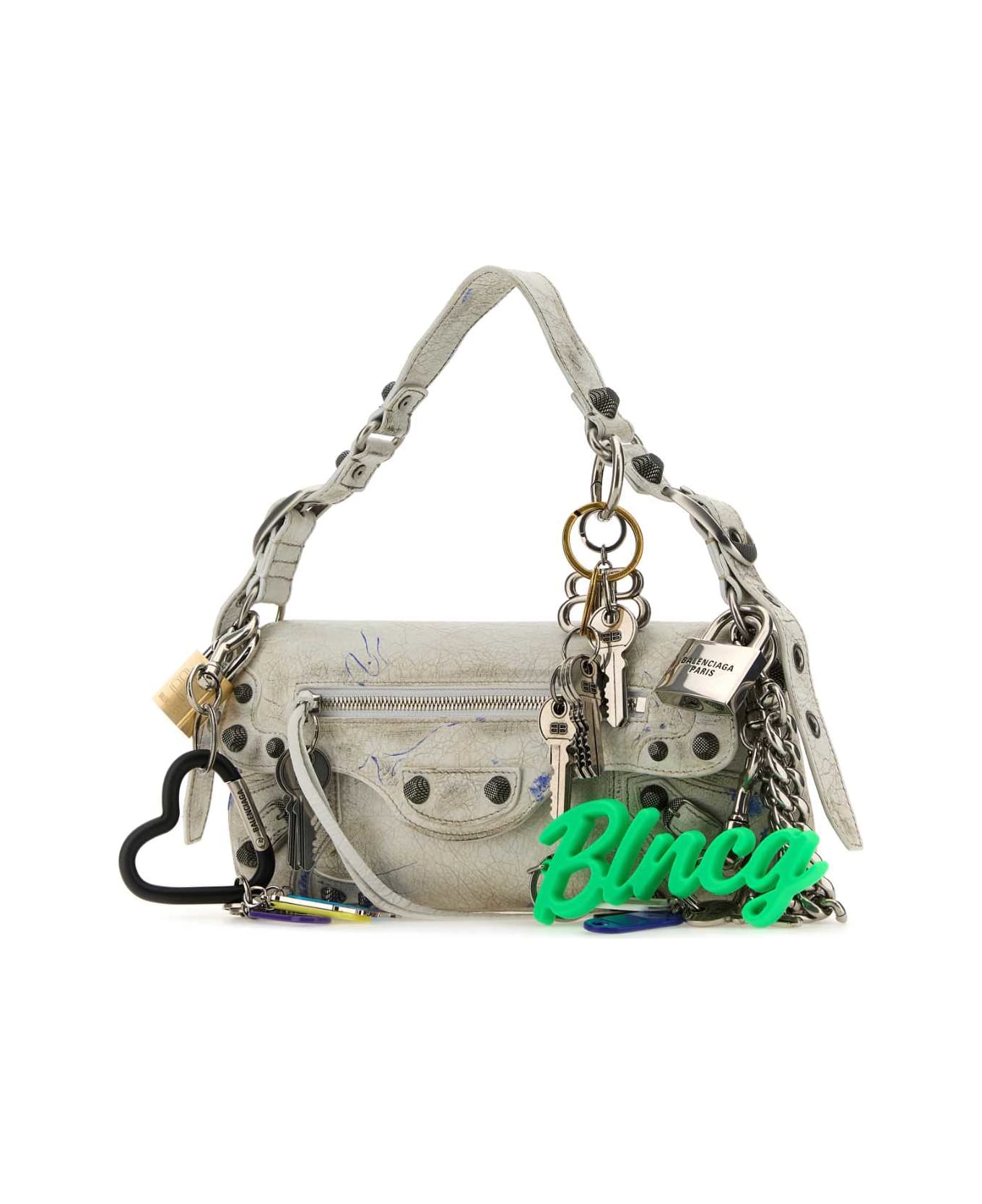 Balenciaga White Leather Small Le Cagole Shoulder Bag - OPTICWHITE