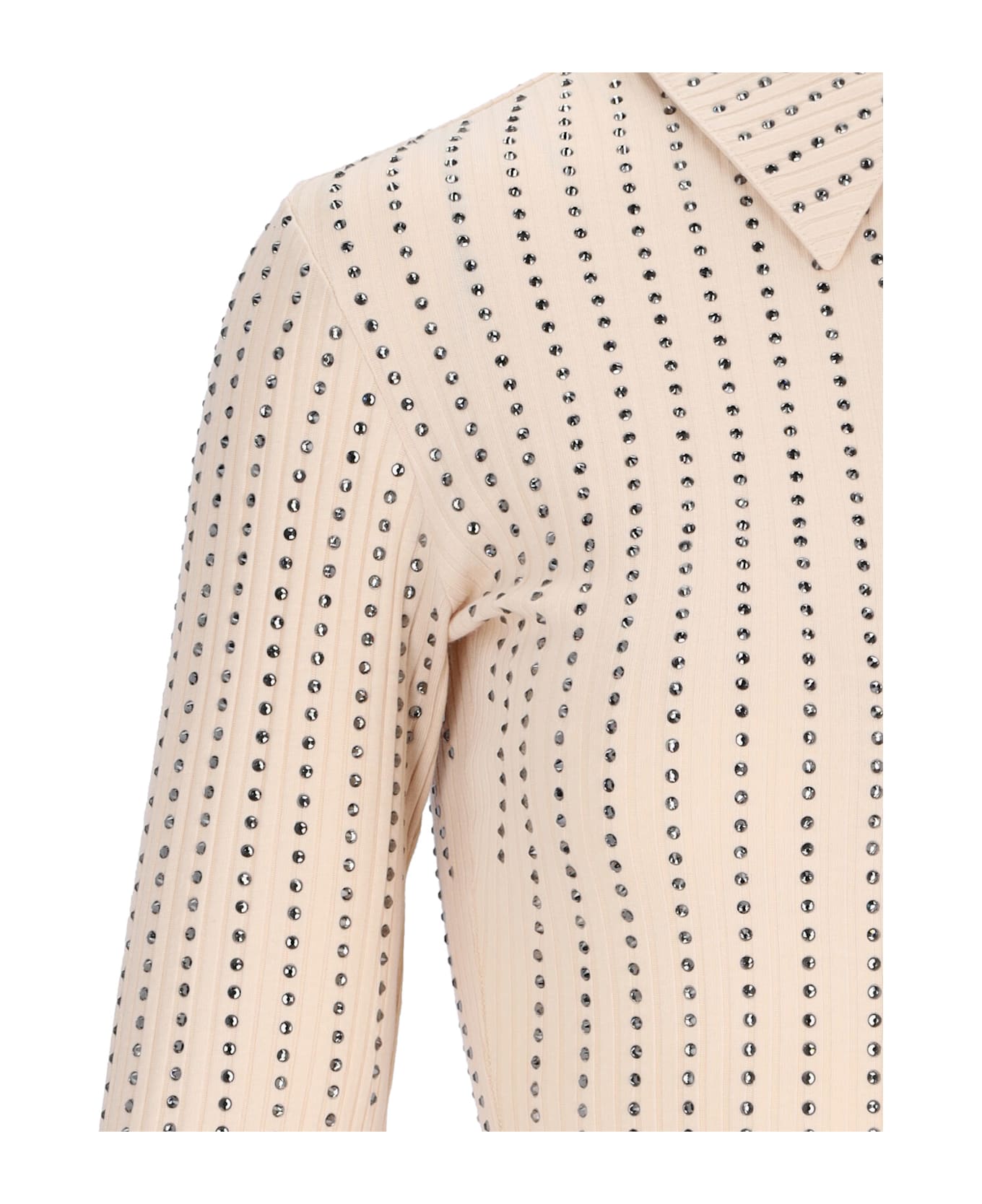 The Attico Crystal Polo Shirt - Cream