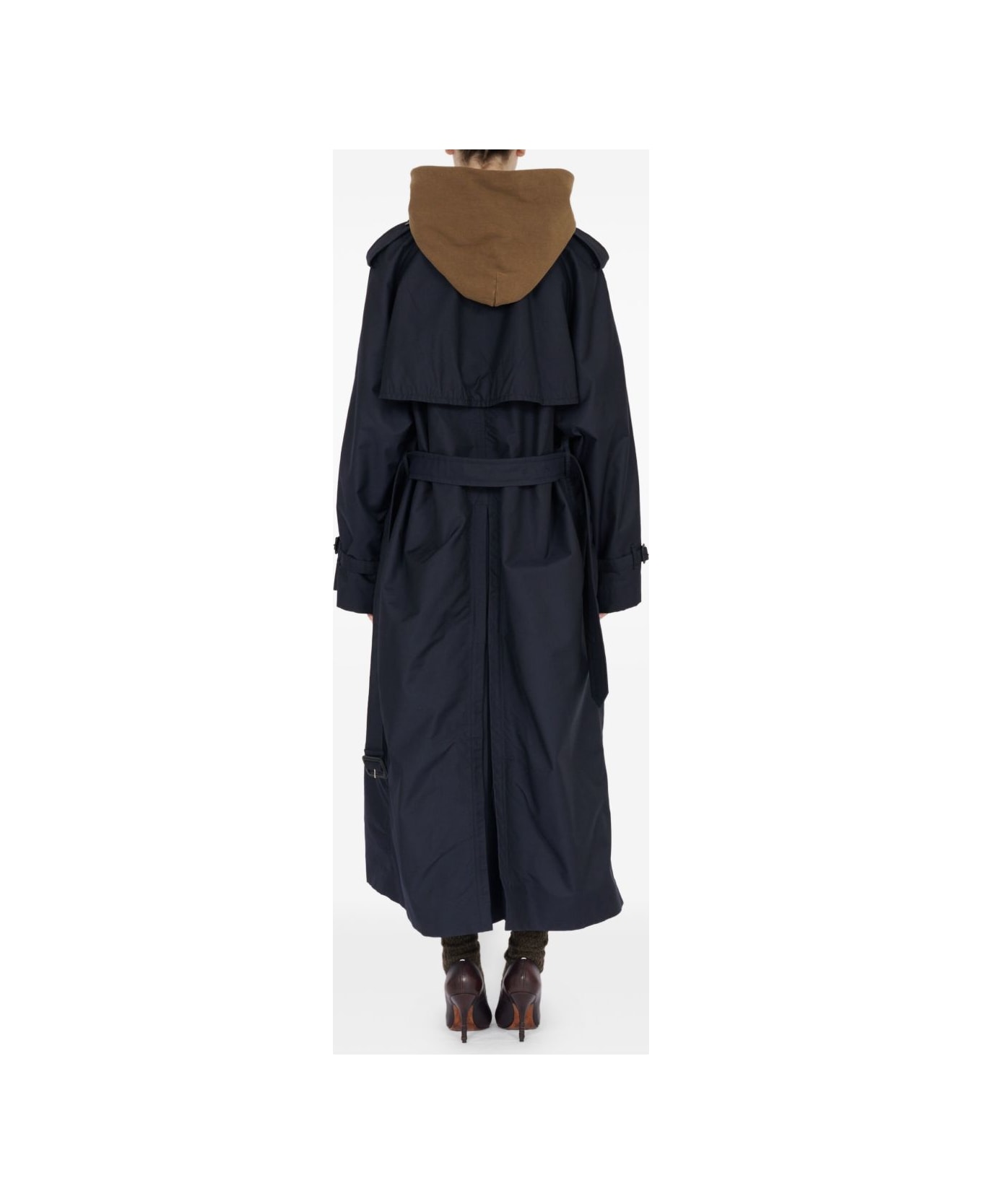 Maison Margiela Wool Blend Trench Coat - Blue