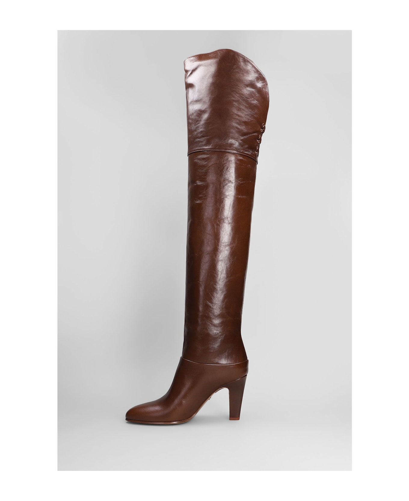 Chloé Eve High Heels Boots In Brown Leather - brown
