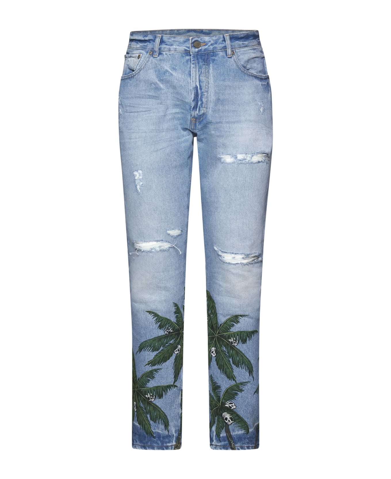 Palm Angels Palm Tree Print Jeans - Blu デニム
