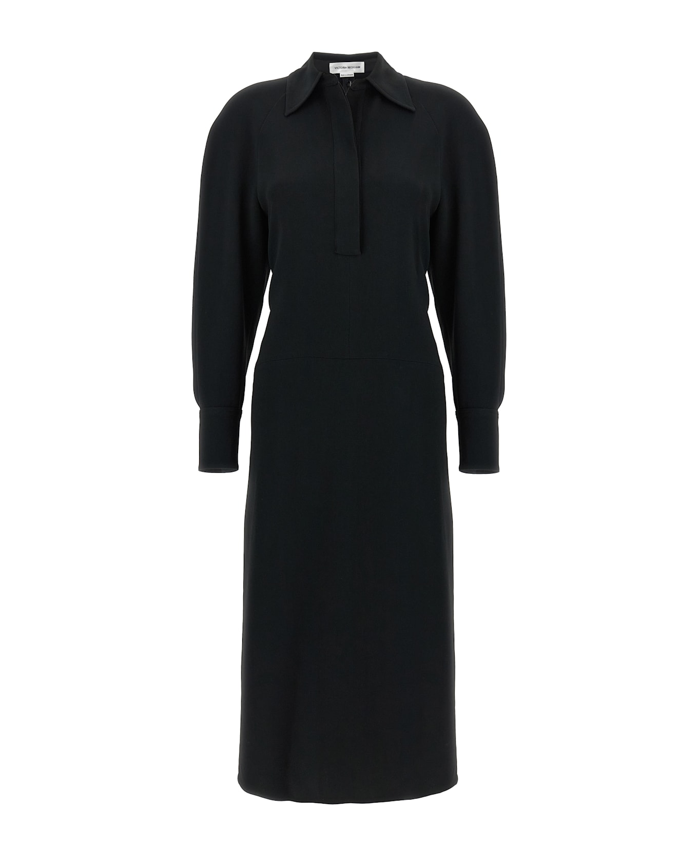 Victoria Beckham 
long Sleeve Polo Collar Midi
 Dress - Black  