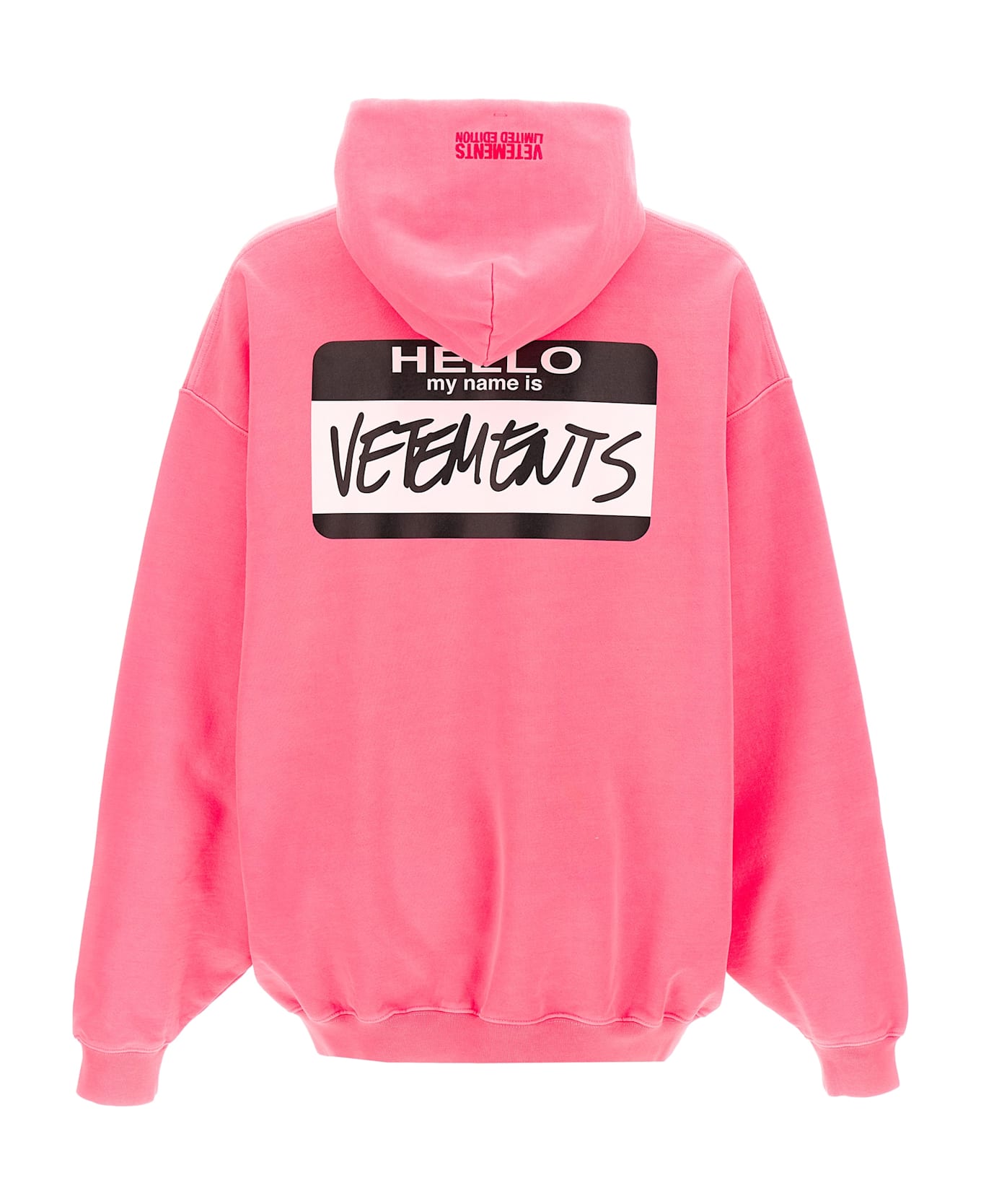 VETEMENTS 'hello My Name Is Vetements' Hoodie - Fuchsia フリース