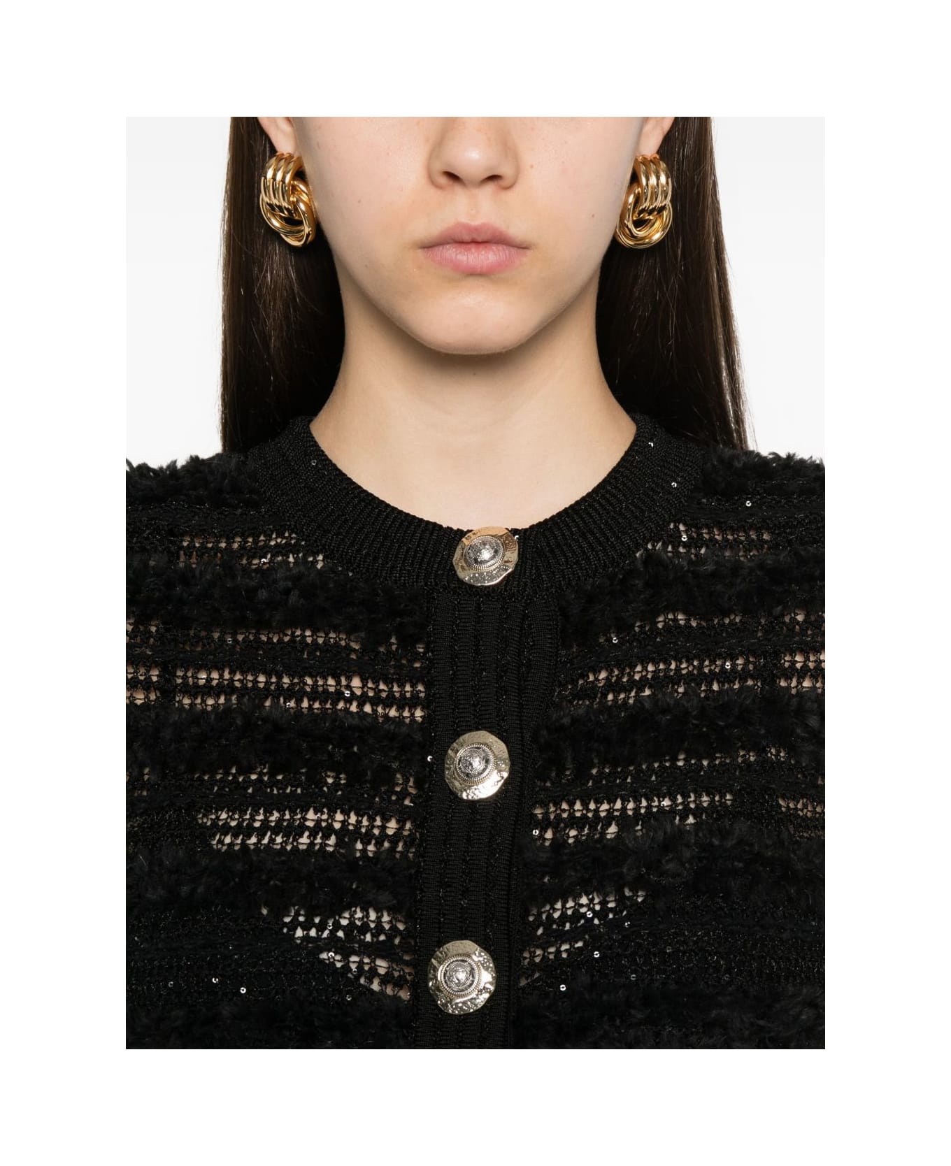 Balmain Tweed Cardigan - Black