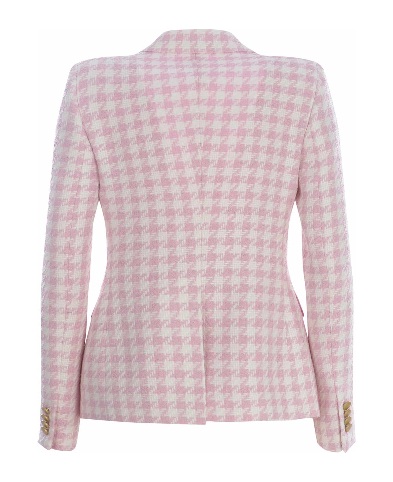 Tagliatore Double-breasted Jacket Tagliatore "j-alycia" Made Of Houndstooth - Rosa