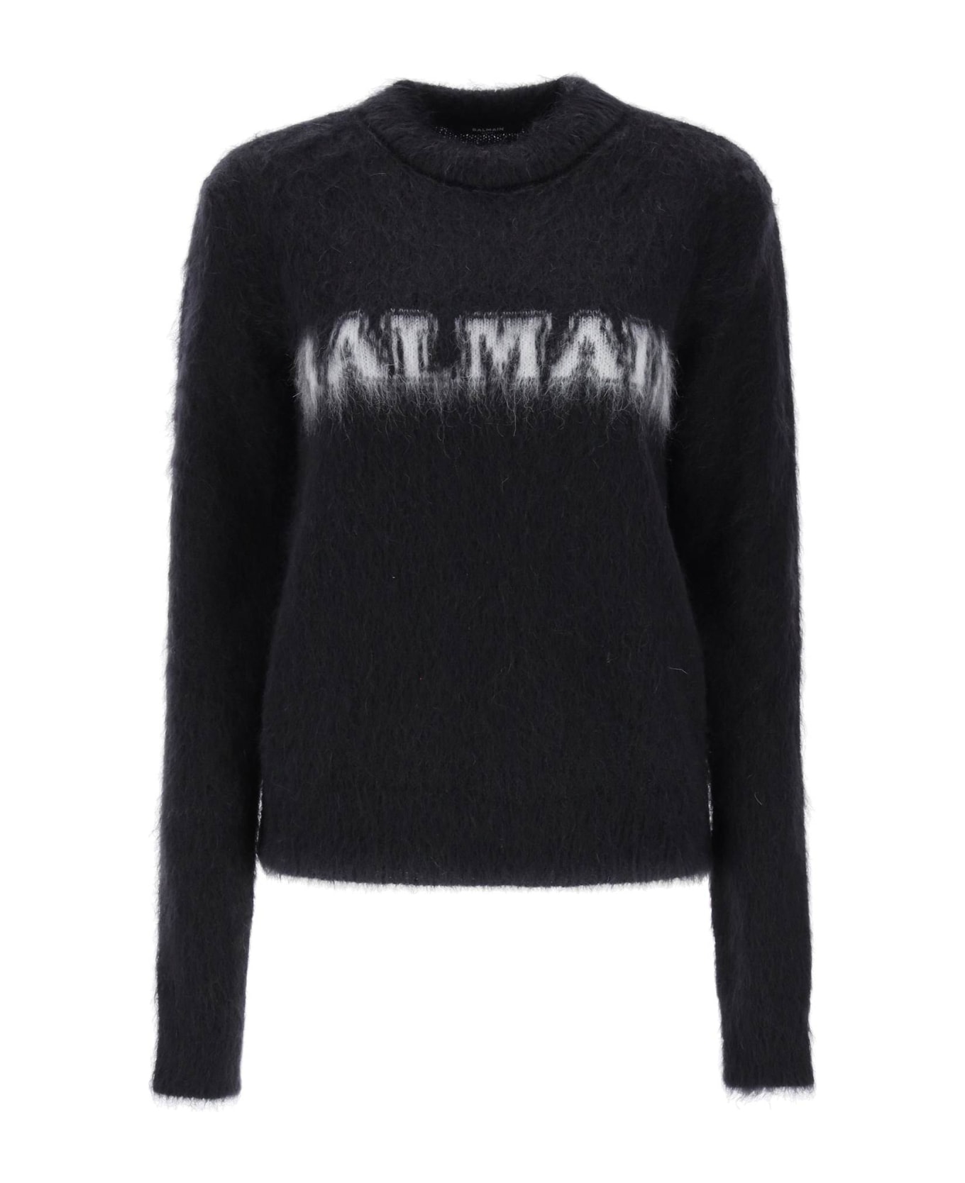 Balmain Brushed Mohair Logo Sweater - Black