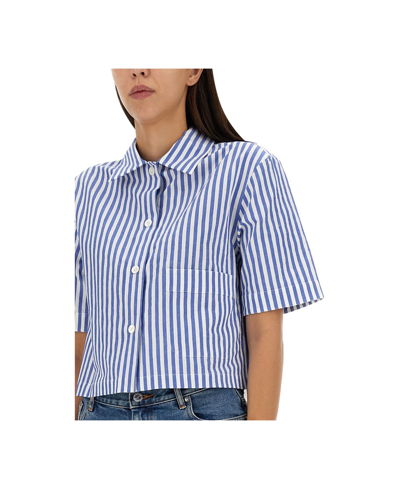 Margaret Howell Candy Stripe Shirt - BLUE