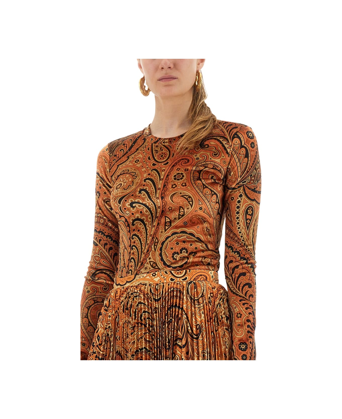 Etro Paisley Print Top - ORANGE