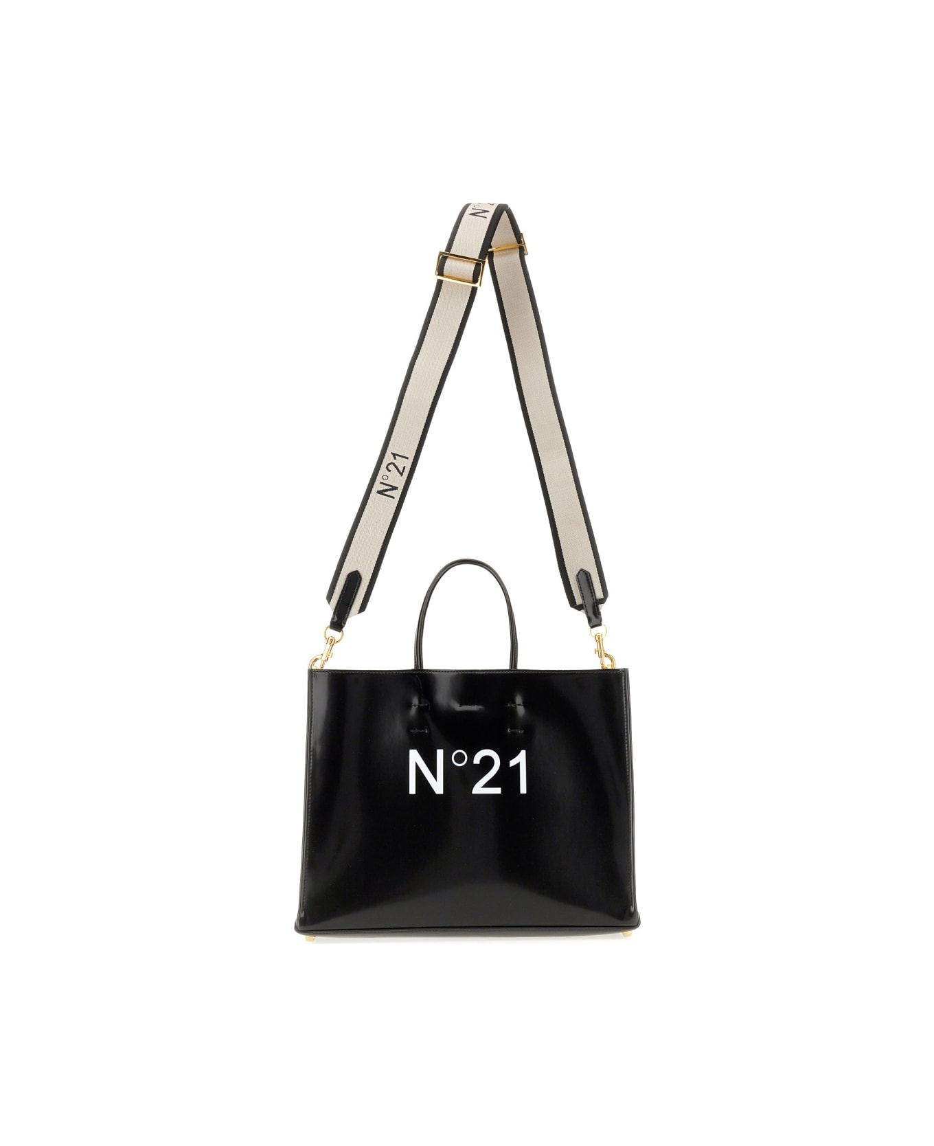 N.21 Shopper Bag With Logo - BLACK トートバッグ