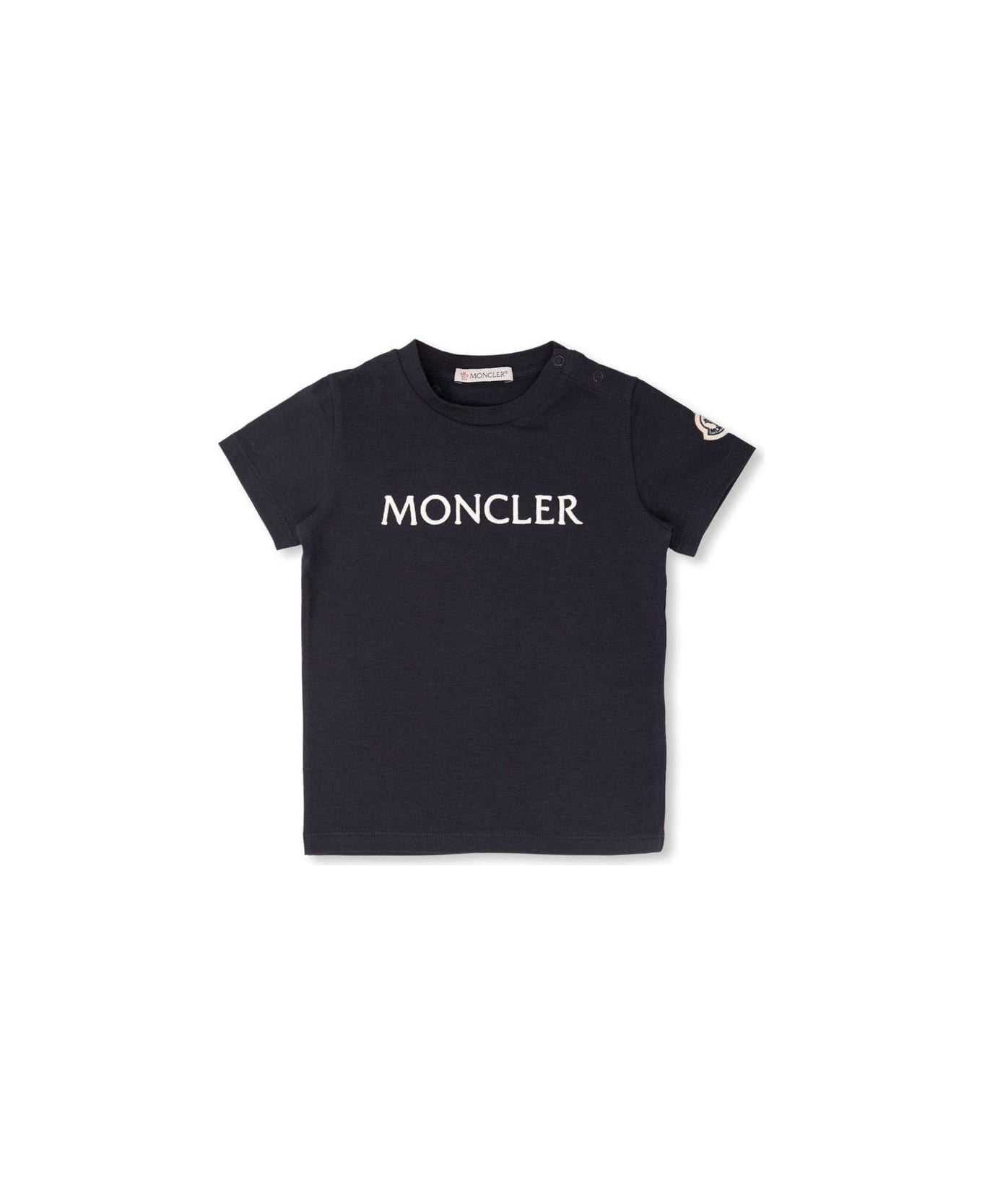 Moncler Logo-embroidered Crewneck T-shirt - Blue
