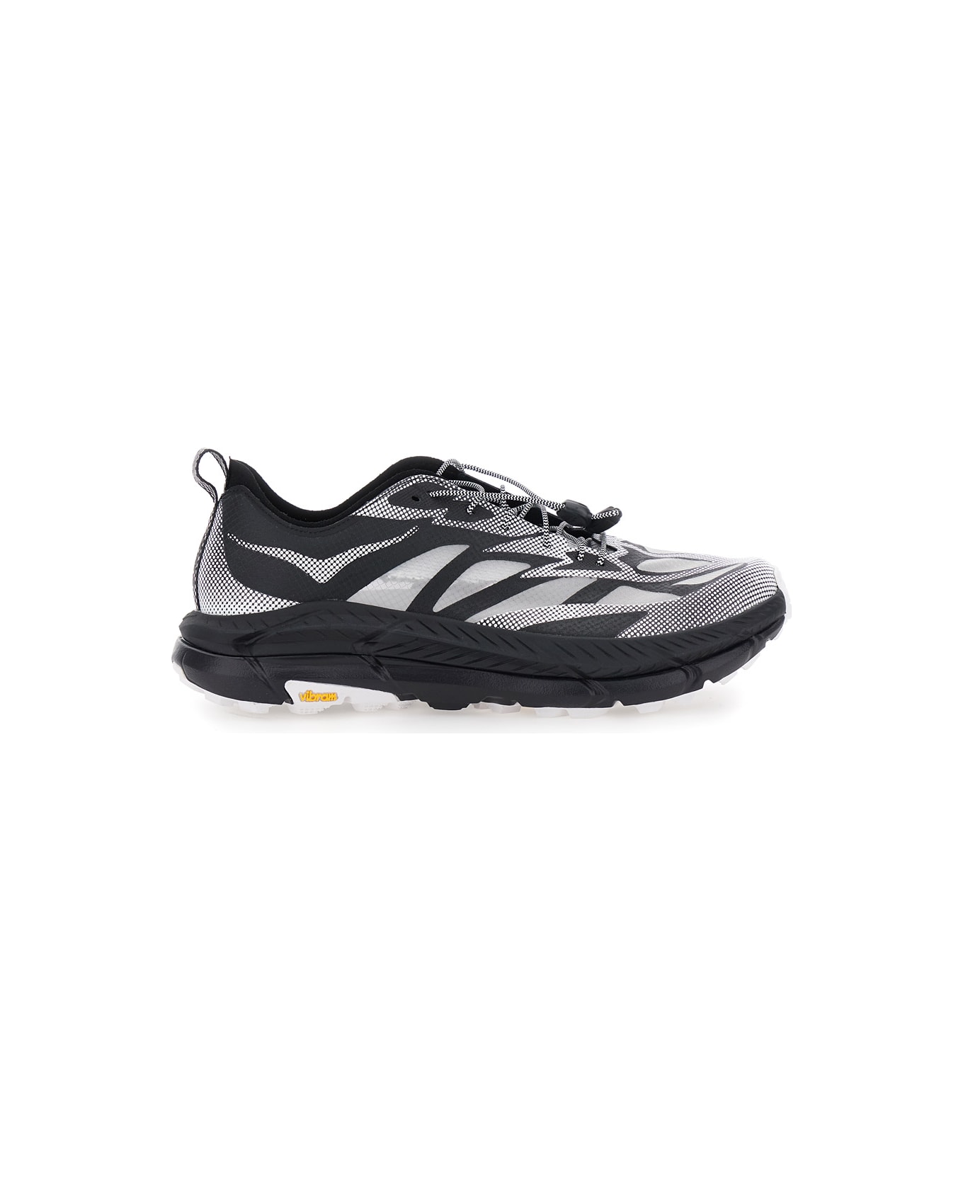 Hoka 'mafate Speed 4 Lite' Black Low Top Sneakers With Mesh Panels In Tech Fabric Unisex - Grey