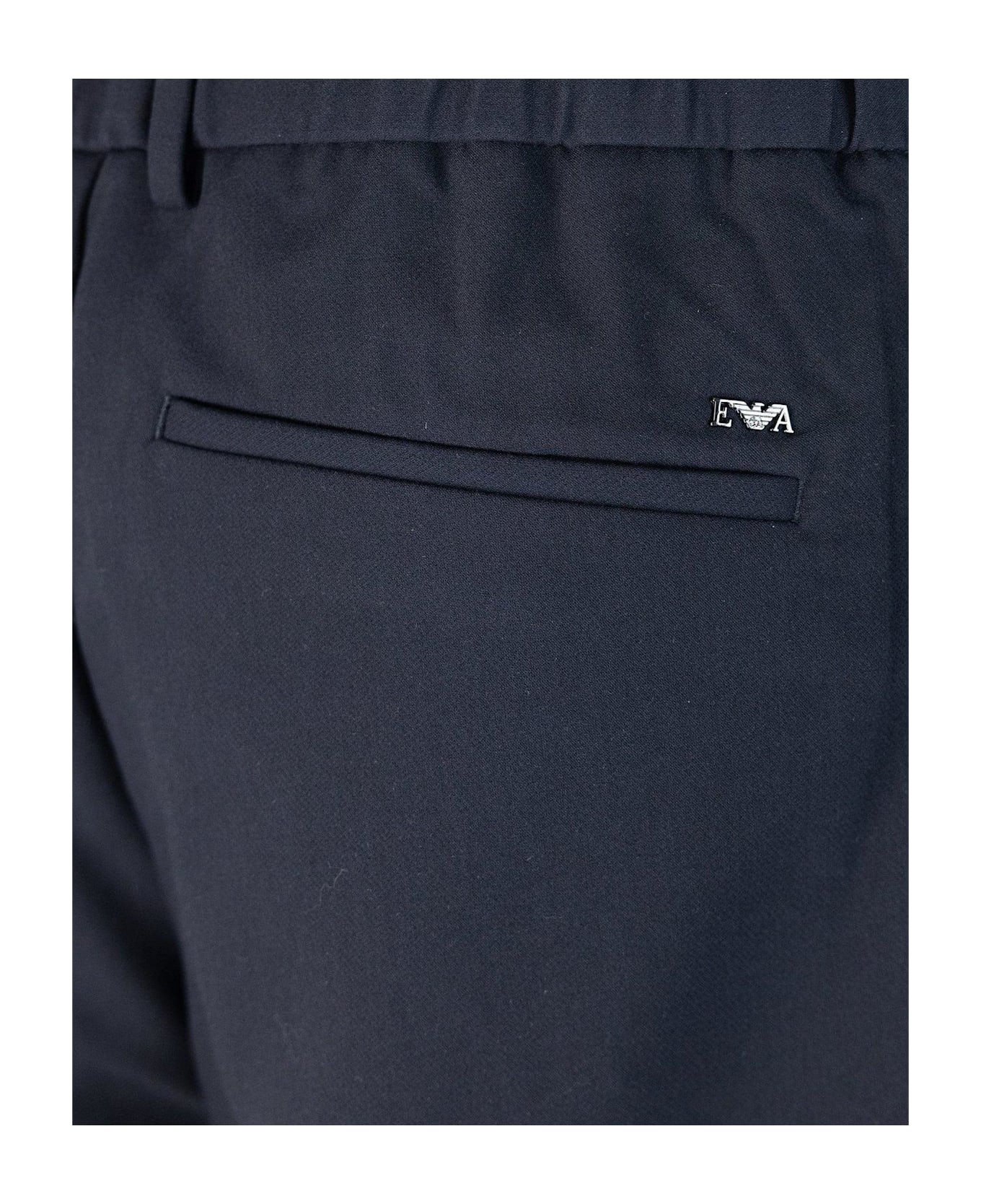 Emporio Armani Pleated Tapered Trousers - Blu navy