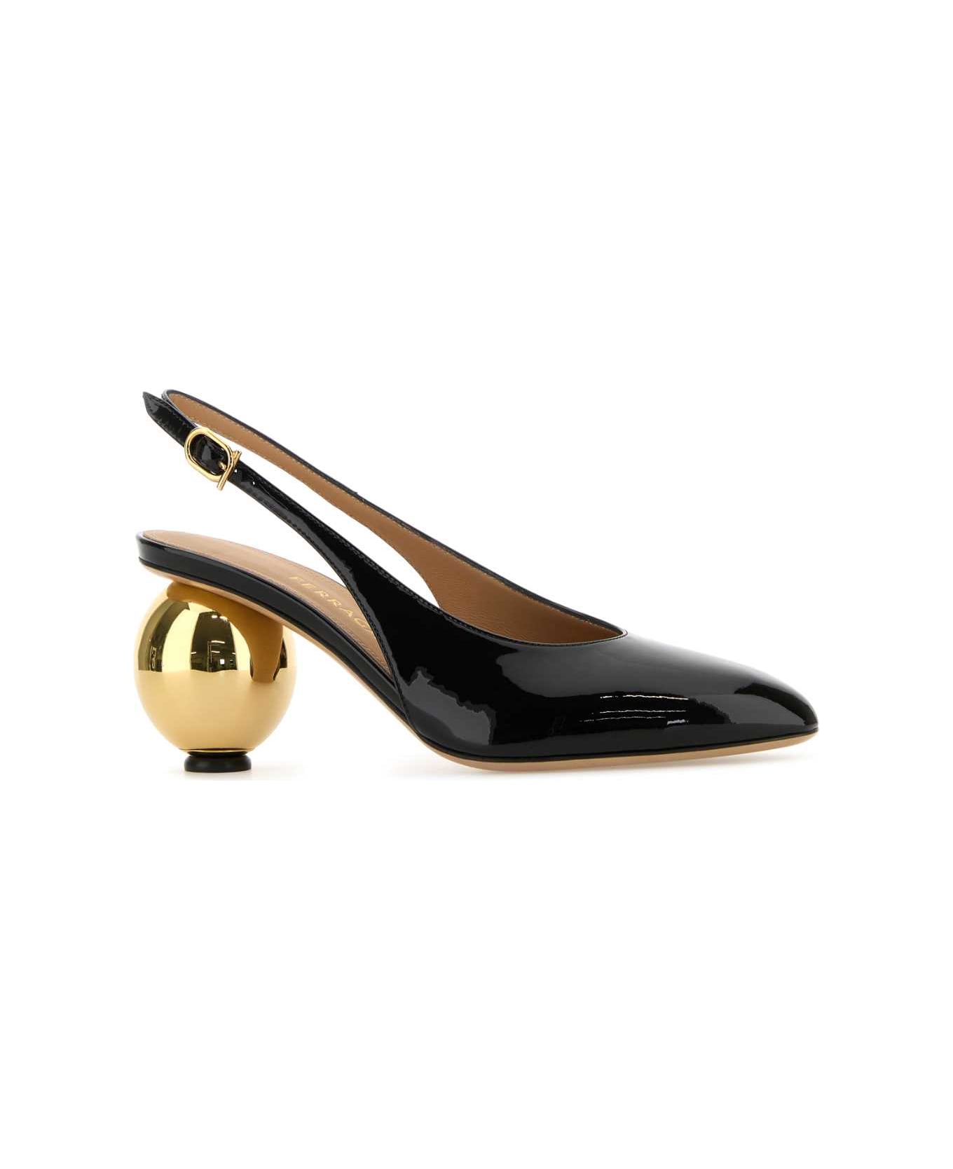 Ferragamo Black Leather Tessie 70 Pumps - NEROBISCOTTO