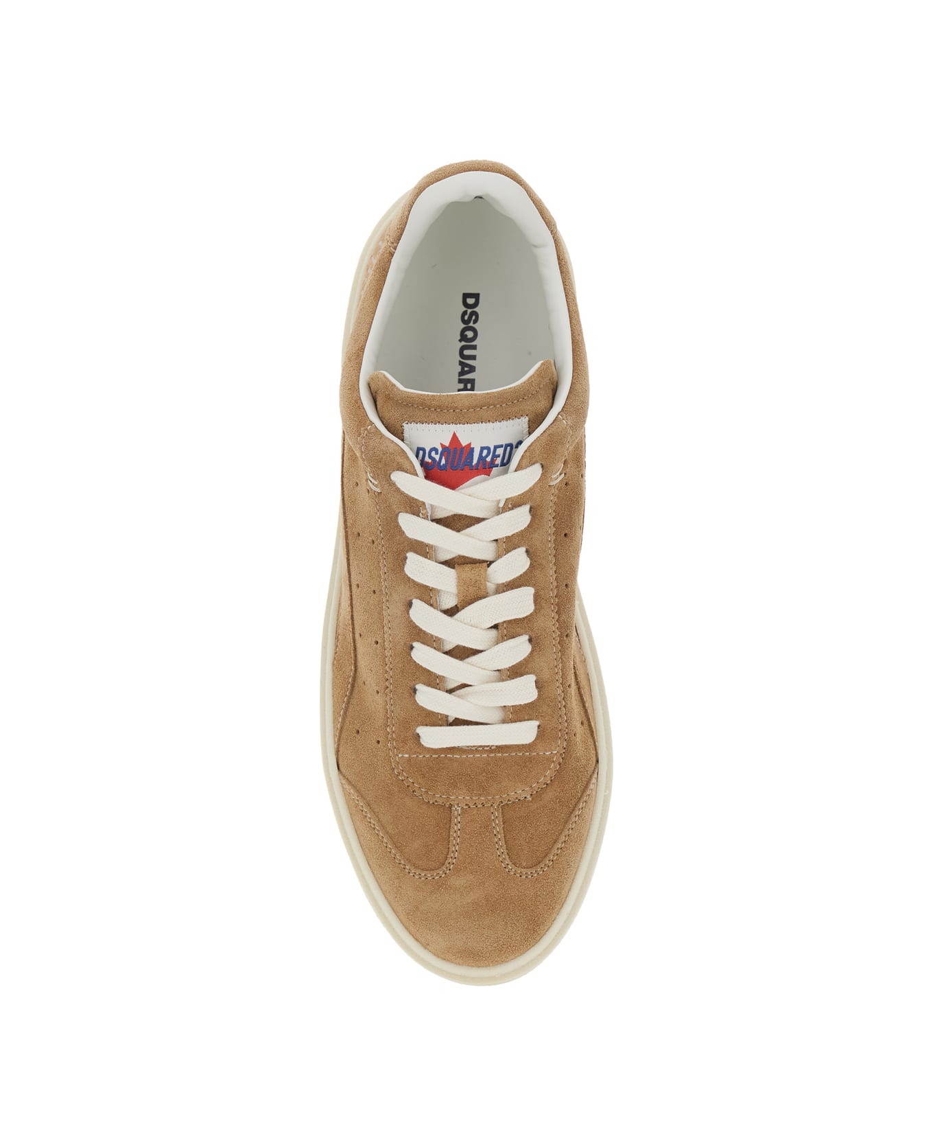 Dsquared2 Beige Low Top Sneakers With Logo Patch On The Tongue And Logo Lettering On The Heel In Suede Man - Beige
