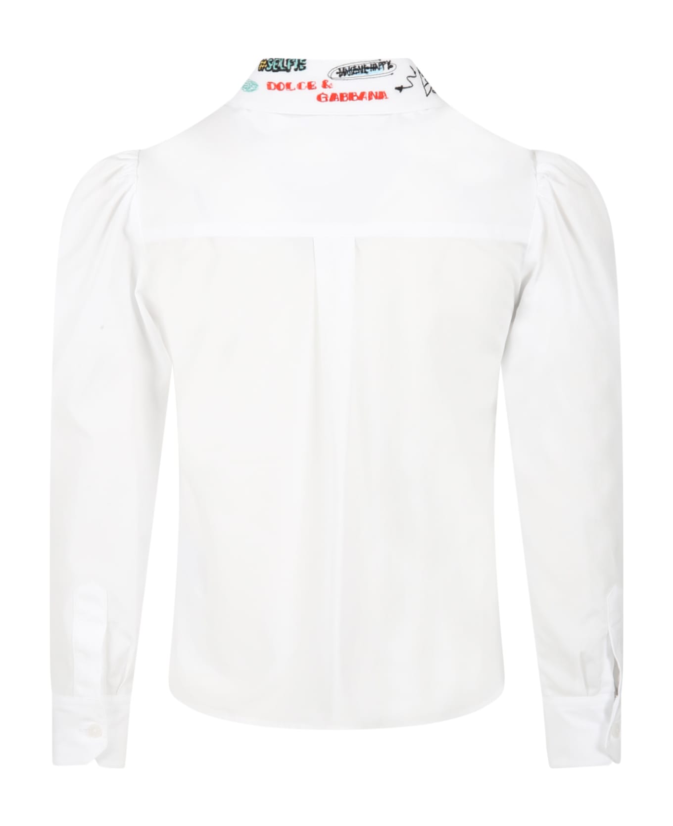 Dolce & Gabbana White Shirt For Girl With Logo - White