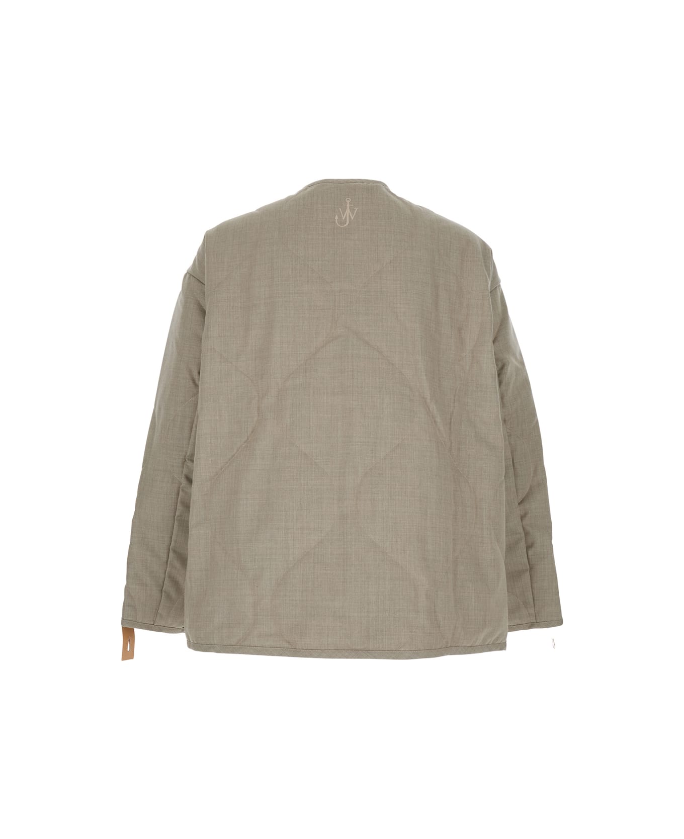 J.W. Anderson Beige Crewneck Jacket With Quilted Design On The Front And Logo Embroidery On The Rear In Fabric Man - BEIGE
