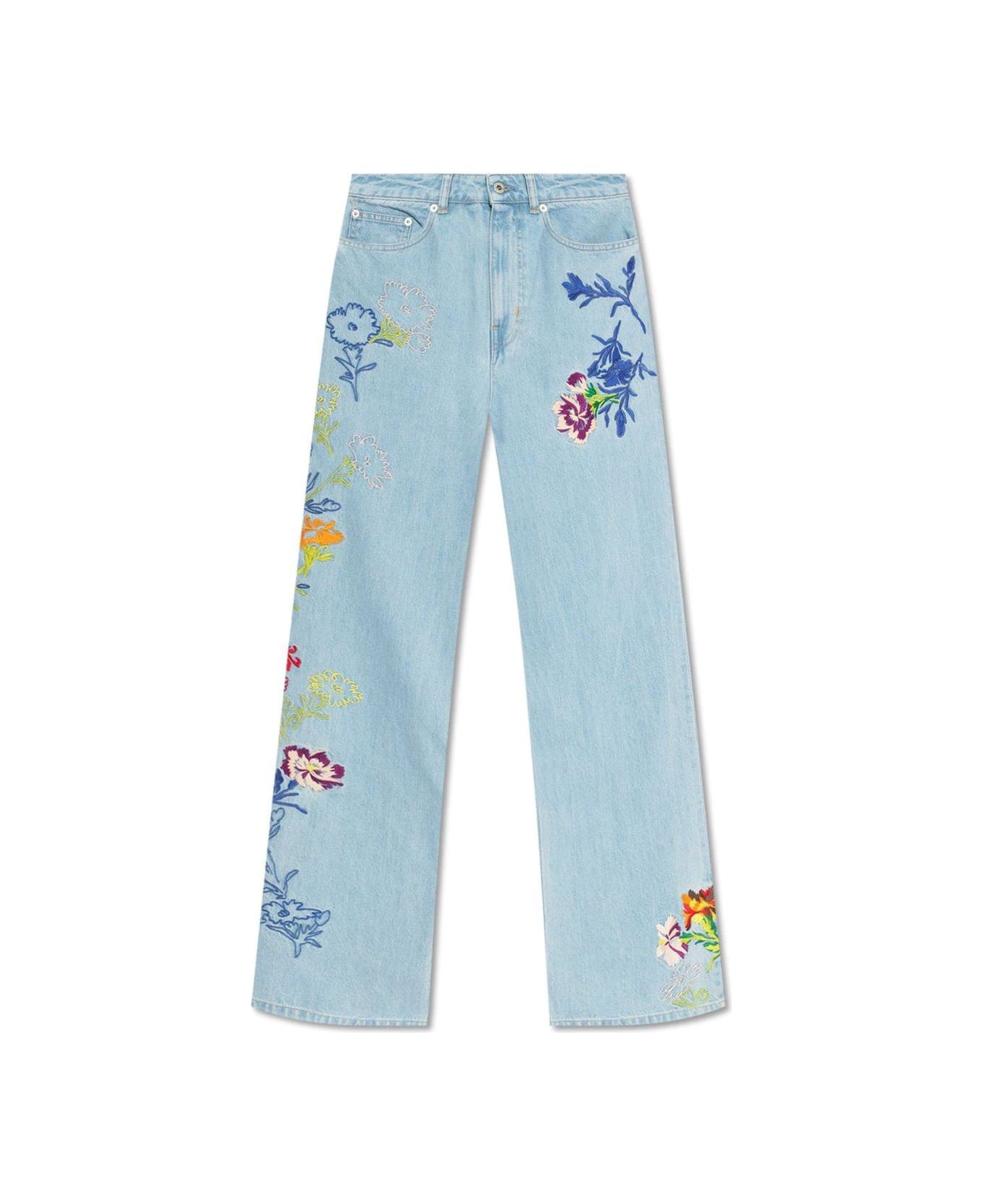 Kenzo Sumire Drawn Flowers High Waist Jeans - STONE WASHED BLUE デニム