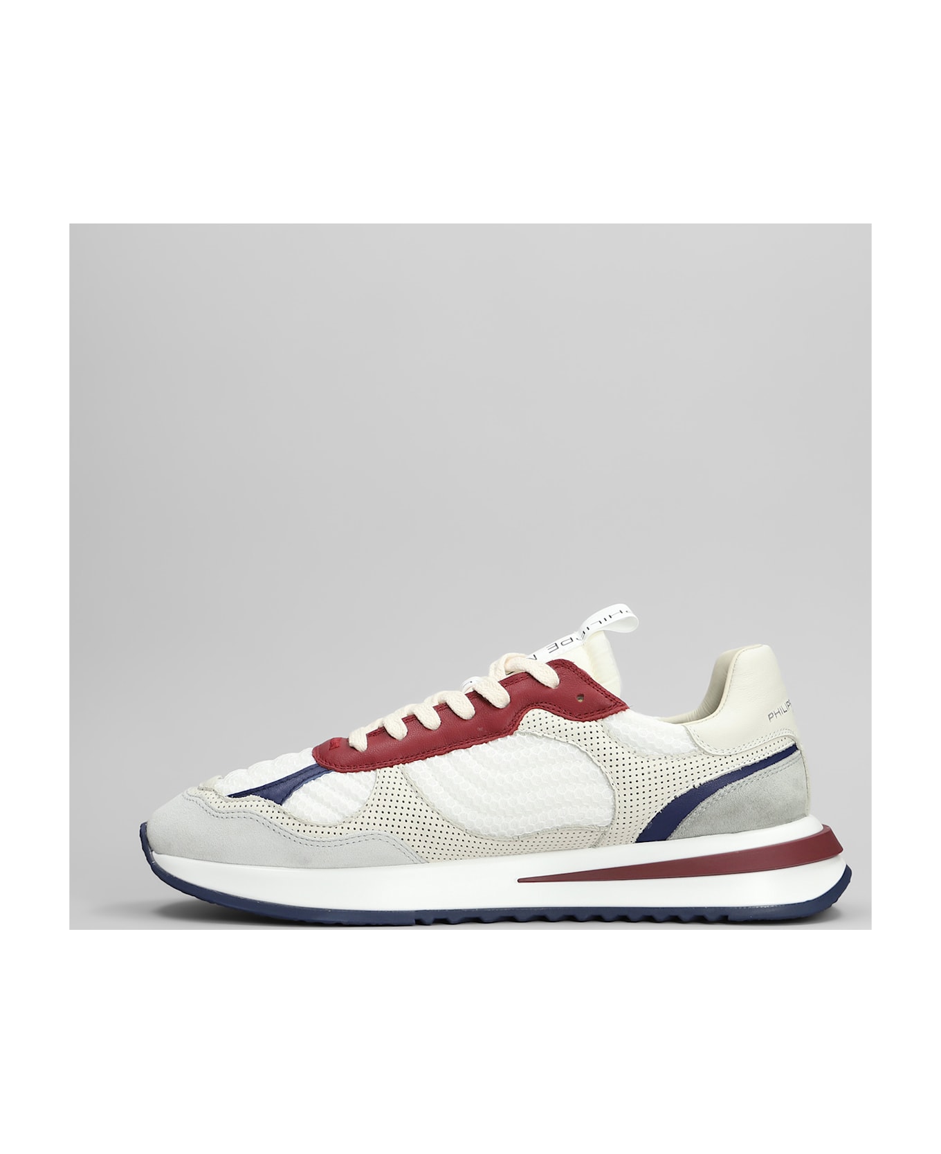 Philippe Model Olympique Low Sneakers In White Suede And Fabric - white