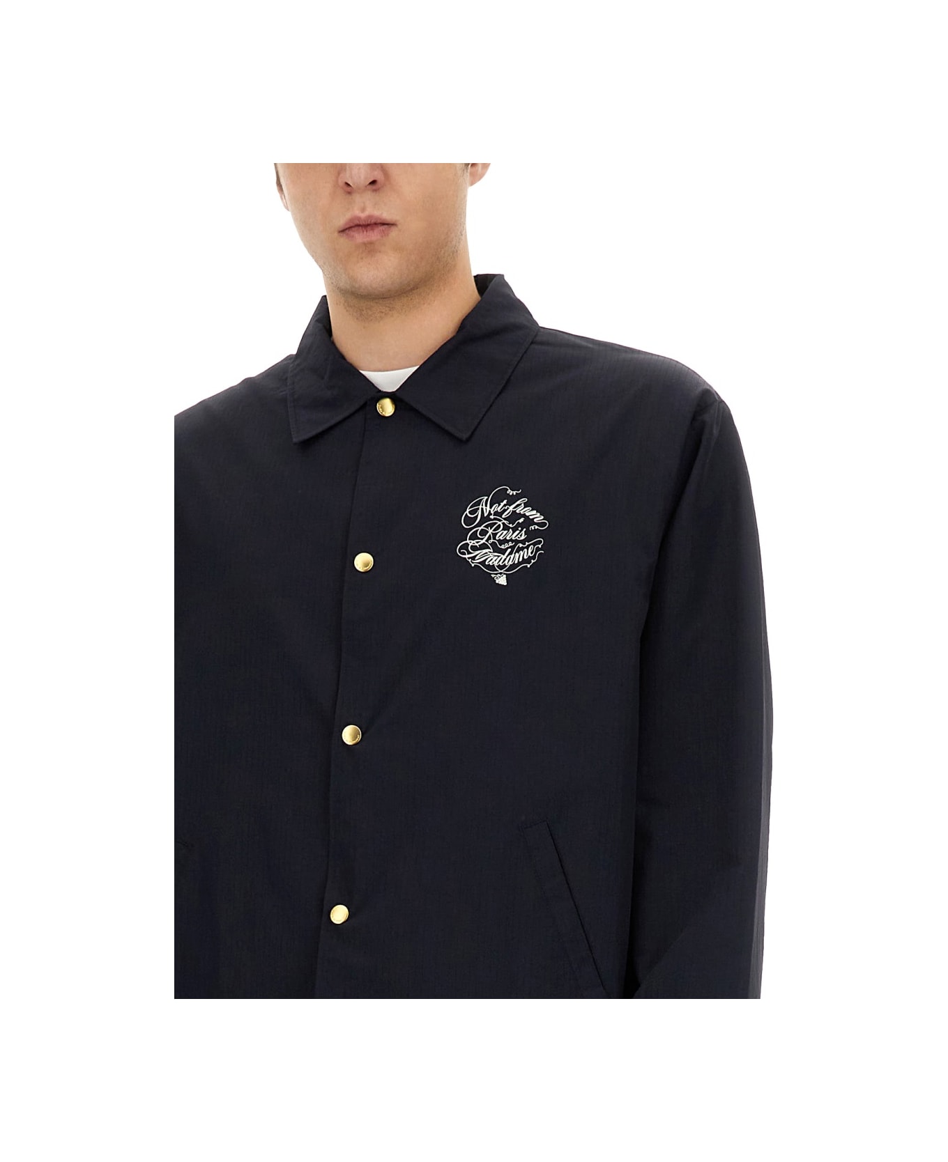 Drôle de Monsieur Vignes Slogan Print Jacket - BLUE