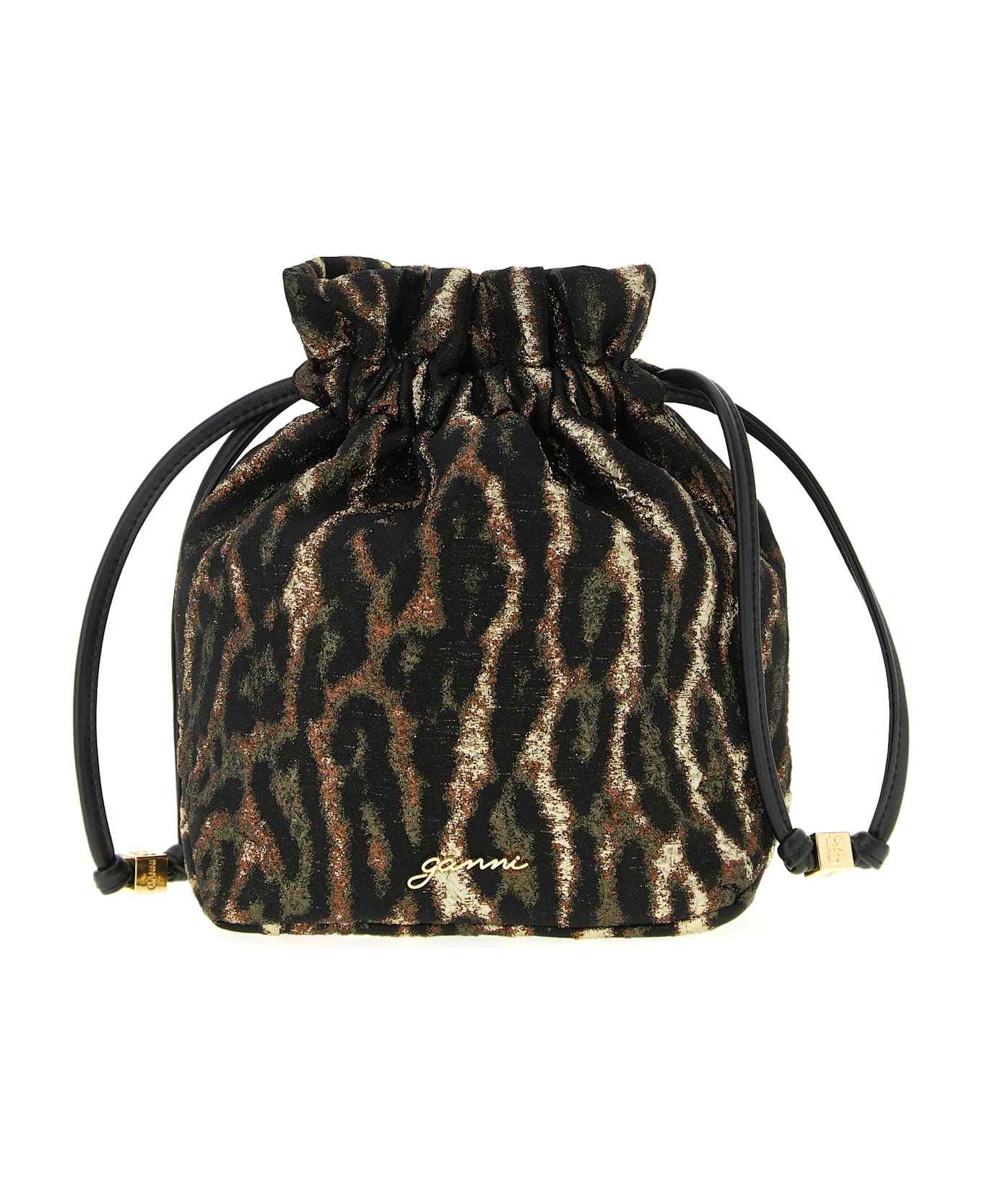 Ganni 'metallic Bou Bucket' Pouch - Brown