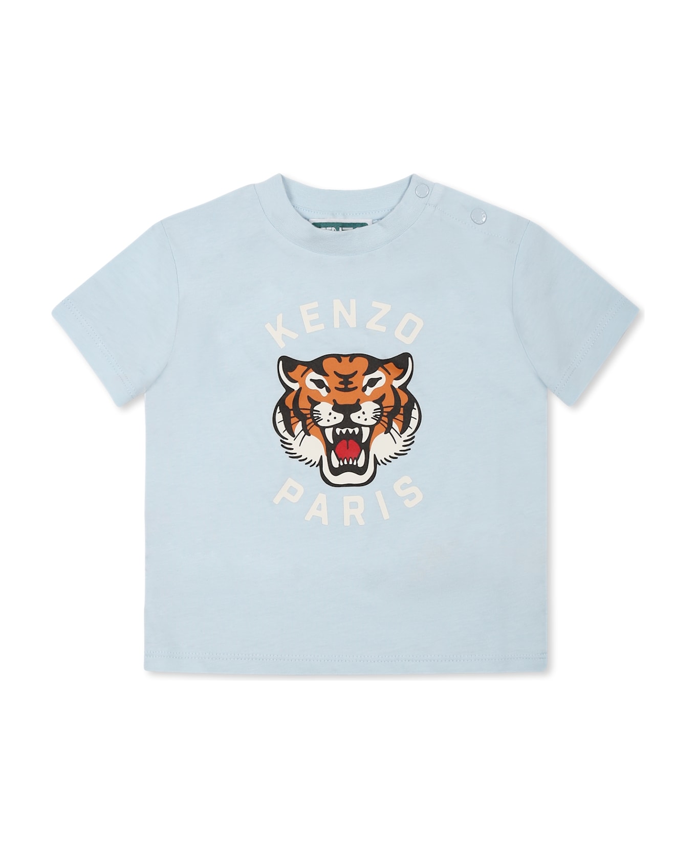 Kenzo Kids Light Blue T-shirt For Baby Boy With Tiger - Light Blue