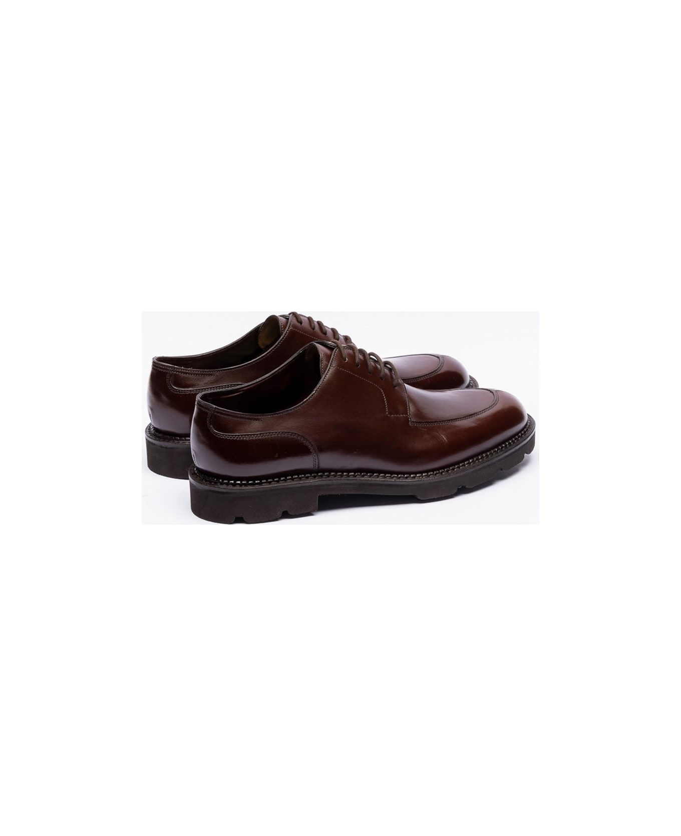 John Lobb Dark Oak Calf Derby Shoe - Marrone