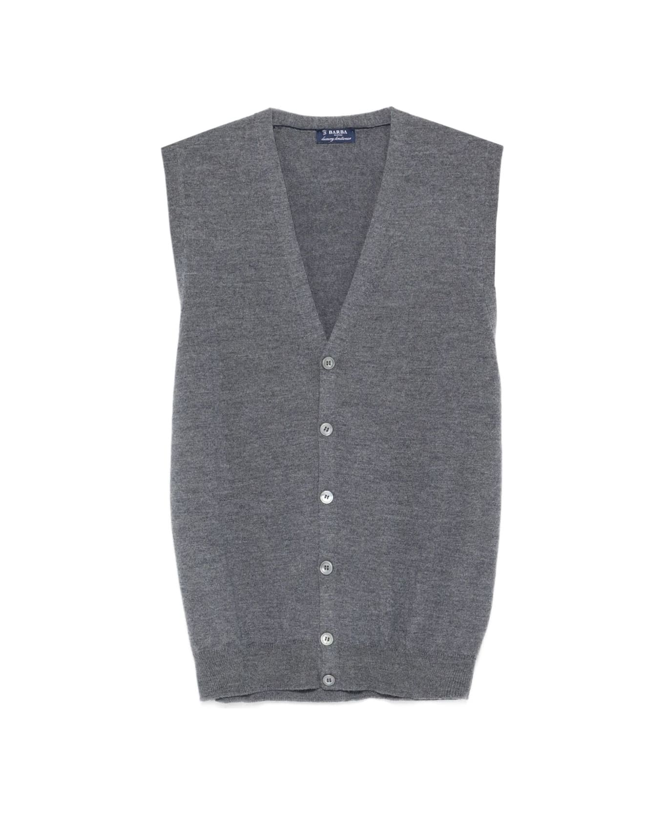 Barba Napoli Barba V-neck Buttoned Vest - Grey